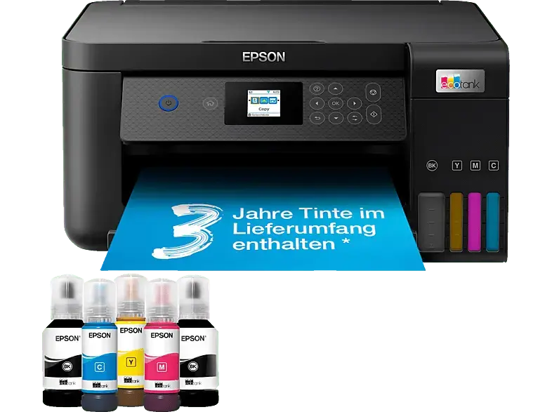 EPSON EcoTank ET-2851, 3in1 Tintentank-Multifunktionsdrucker, nachfüllbare Tintentanks, DIN A4, Duplex, W-LAN, Display