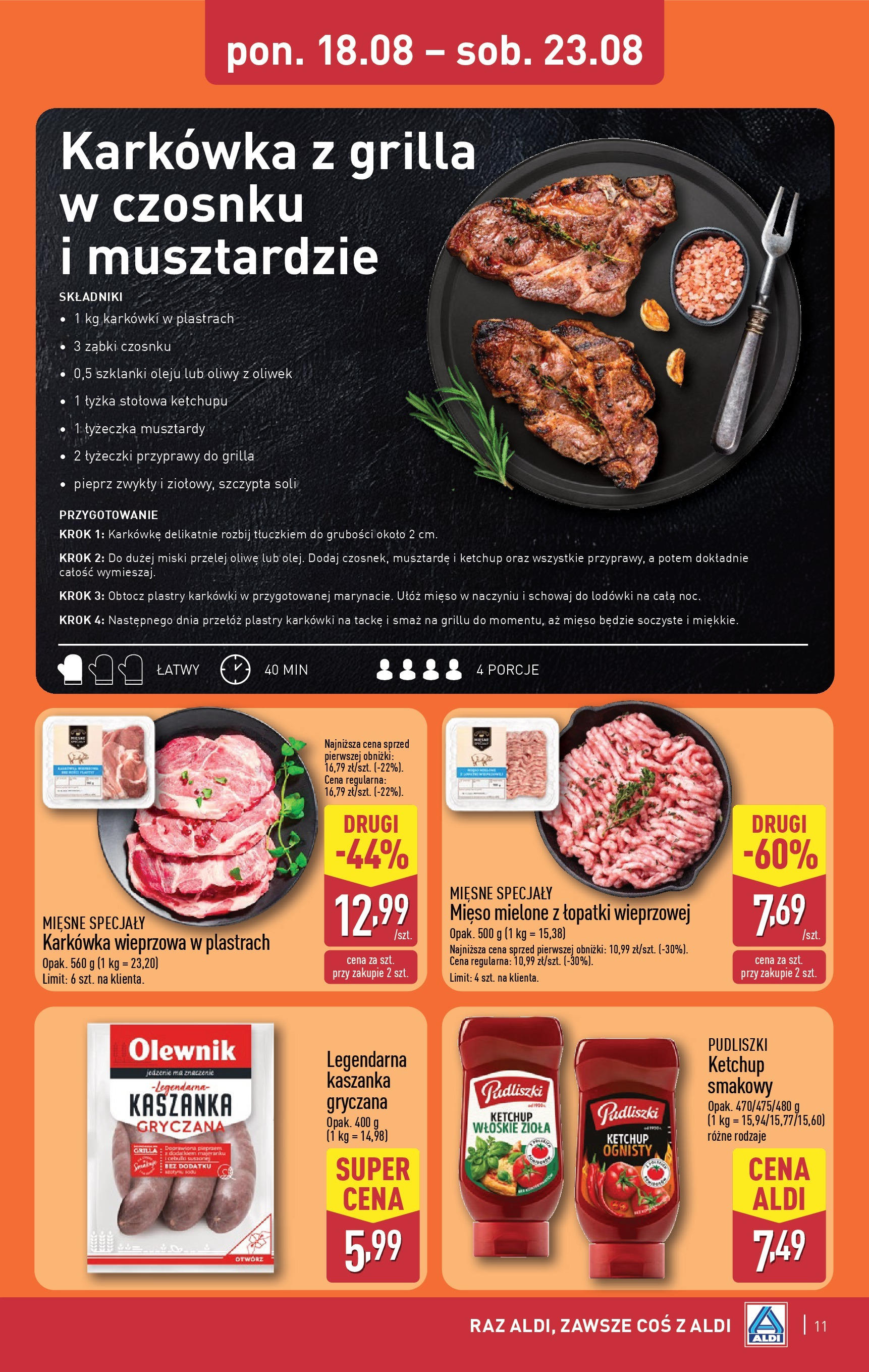 Aldi Gazetka - Okazje na weekend od 21.08.2025 - Ulotka PDF, promocje | Strona: 11 | Produkty: Ketchup, Karkówka wieprzowa, Szklanki, Przyprawy