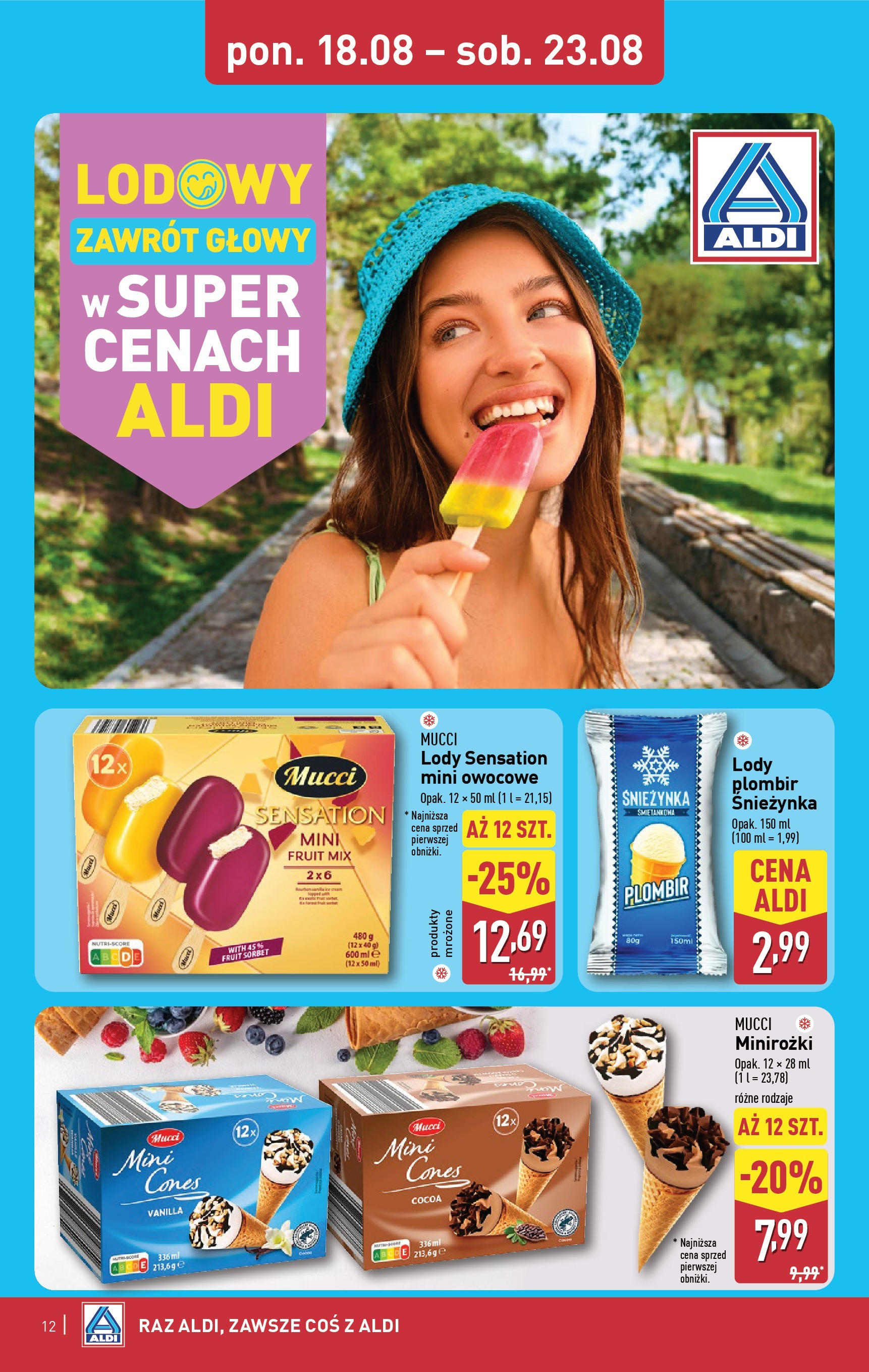 Aldi Gazetka - Okazje na weekend od 21.08.2025 - Ulotka PDF, promocje | Strona: 12 | Produkty: Bourbon, Sorbet, Lody