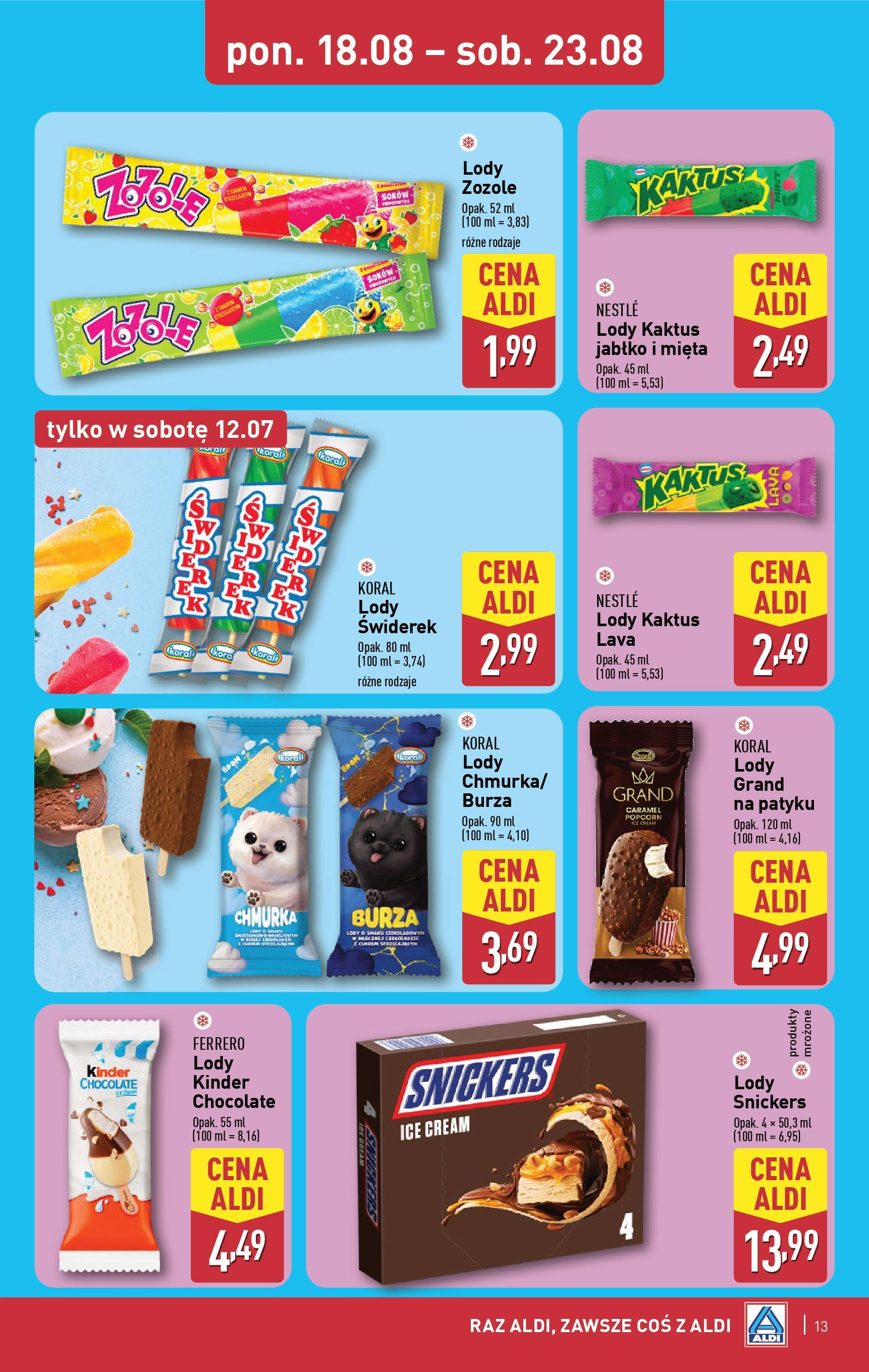 Aldi Gazetka - Okazje na weekend od 21.08.2025 - Ulotka PDF, promocje | Strona: 13 | Produkty: Mięta, Popcorn, Lody Kaktus, Lody