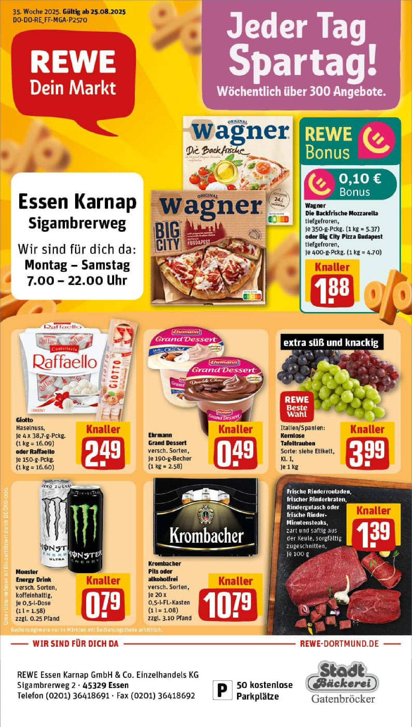 REWE Prospekt ab 25.08.2025 nächste Woche - Prospekt Essen Vorschau von dem Prospekt des Geschäftes Rewe, gültig ab dem 25.08.2025