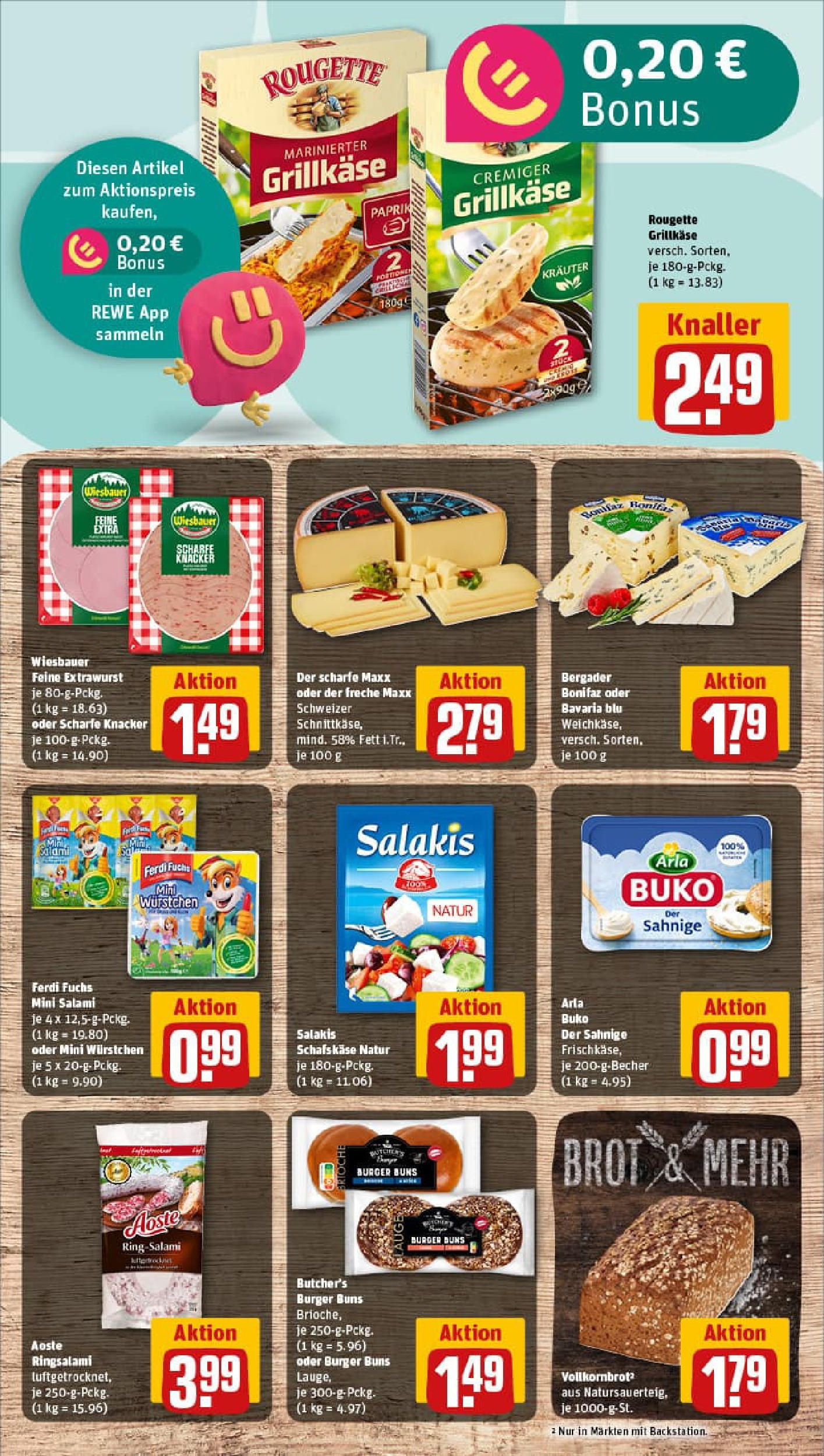 REWE Prospekt ab 24.08.2025 zum Blättern » Angebote | Seite: 9 | Produkte: Burger, Salakis, Salami, Schafskase
