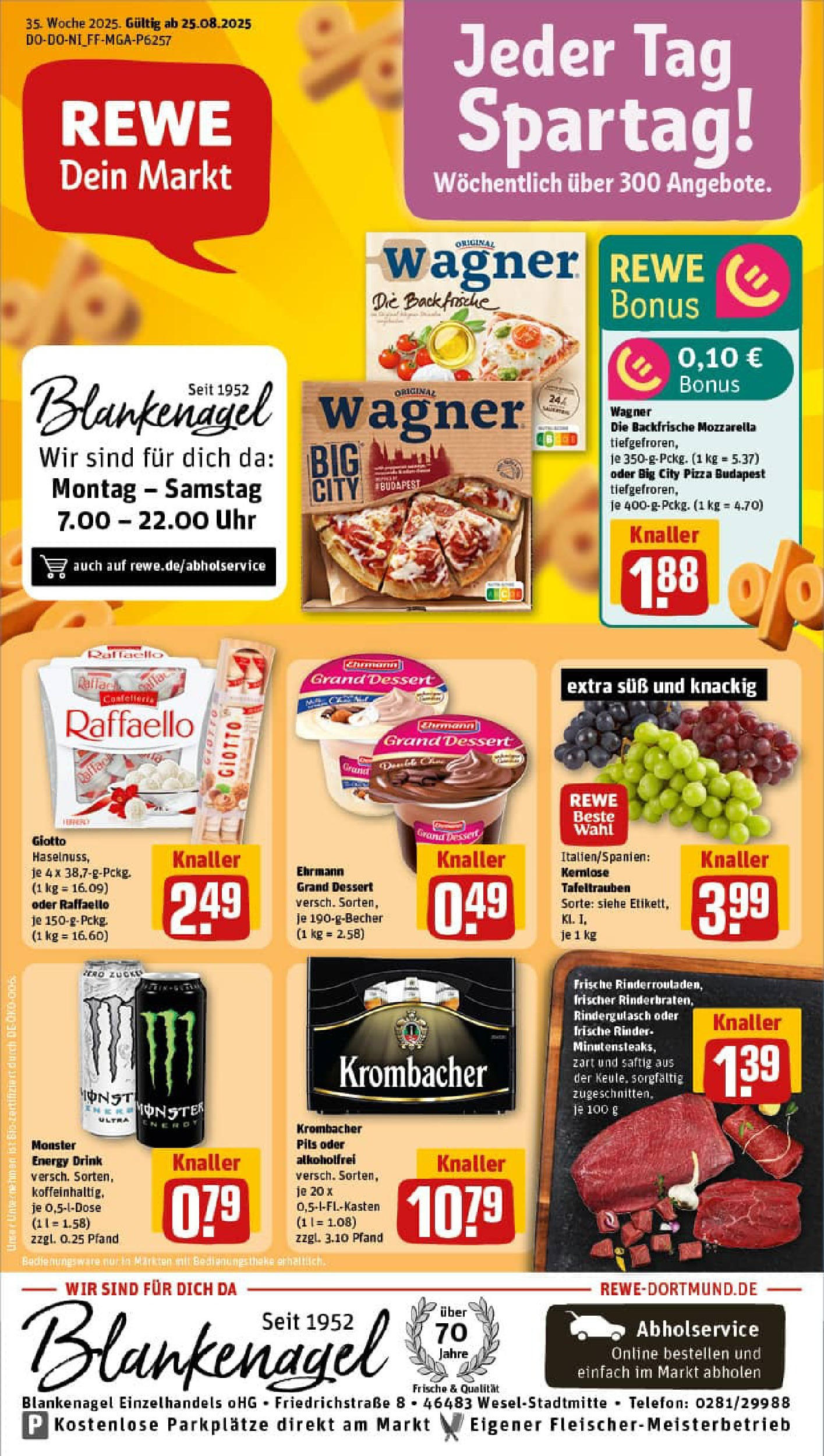REWE Prospekt ab 24.08.2025 zum Blättern » Angebote | Seite: 1 | Produkte: Energy, Ehrmann grand dessert, Mozzarella, Pils REWE Prospekt ab 24.08.2025 zum Blättern » Angebote | Seite: 1 | Produkte: Energy, Ehrmann grand dessert, Mozzarella, Pils
