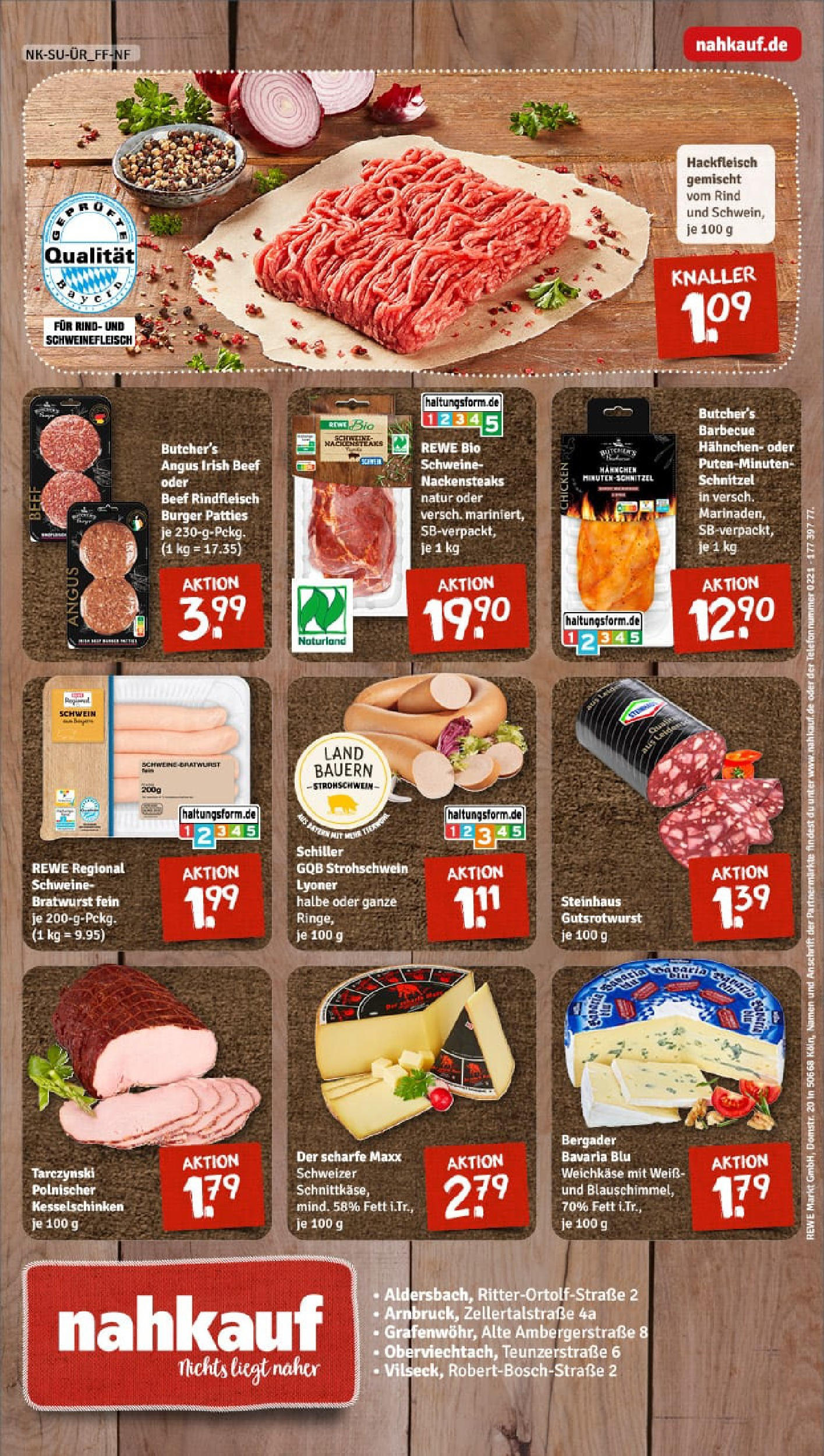 REWE Prospekt ab 24.08.2025 zum Blättern » Angebote | Seite: 8 | Produkte: Nackensteaks, Hahnchen, Bratwurst, Rindfleisch REWE Prospekt ab 24.08.2025 zum Blättern » Angebote | Seite: 8 | Produkte: Nackensteaks, Hahnchen, Bratwurst, Rindfleisch