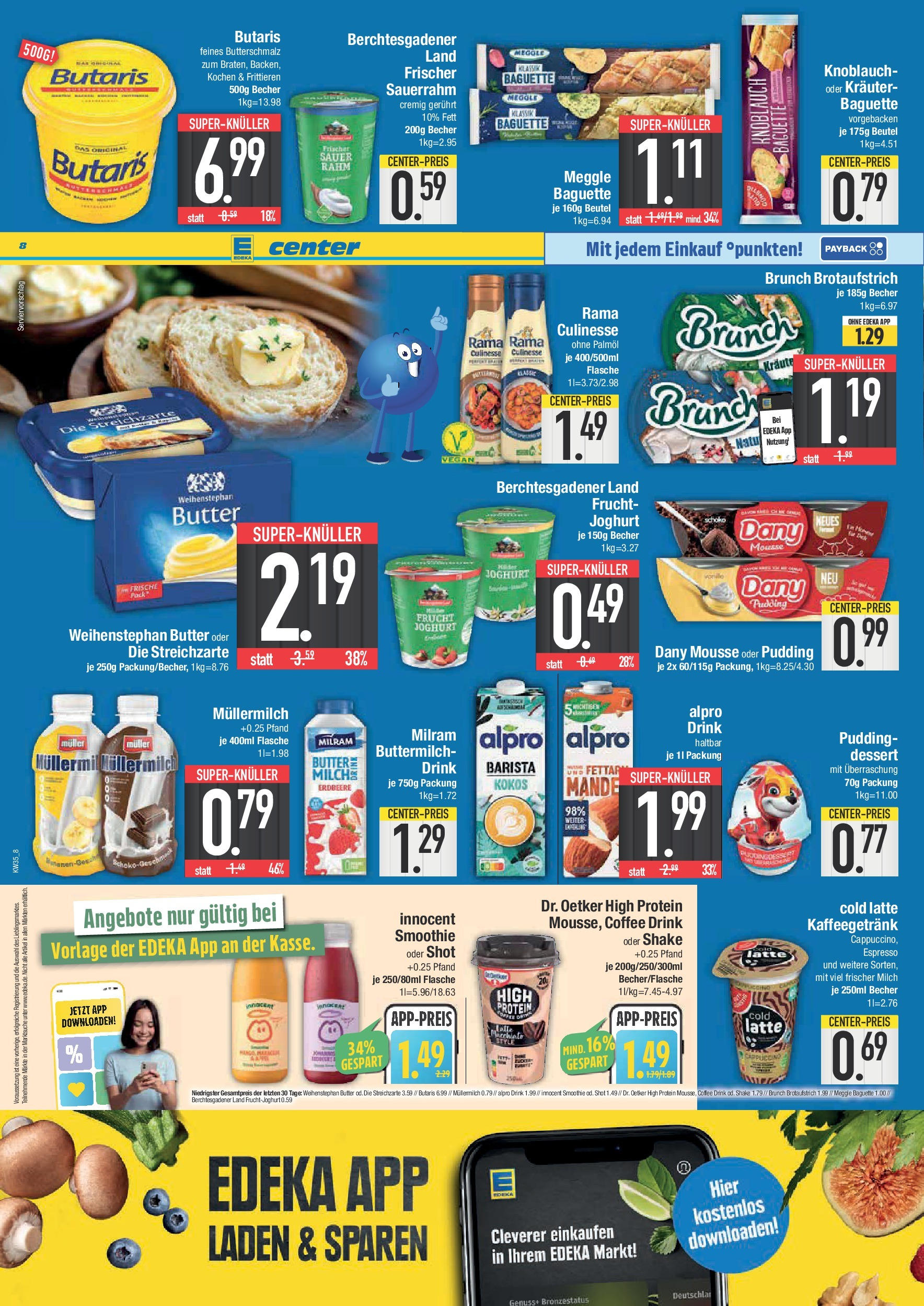 Edeka prospekt Weißenburg (ab 24.08.2025) » Angebote Online | Seite: 8 | Produkte: Fruchtjoghurt, Pudding, Weihenstephan butter, Milram Edeka prospekt Weißenburg (ab 24.08.2025) » Angebote Online | Seite: 8 | Produkte: Fruchtjoghurt, Pudding, Weihenstephan butter, Milram