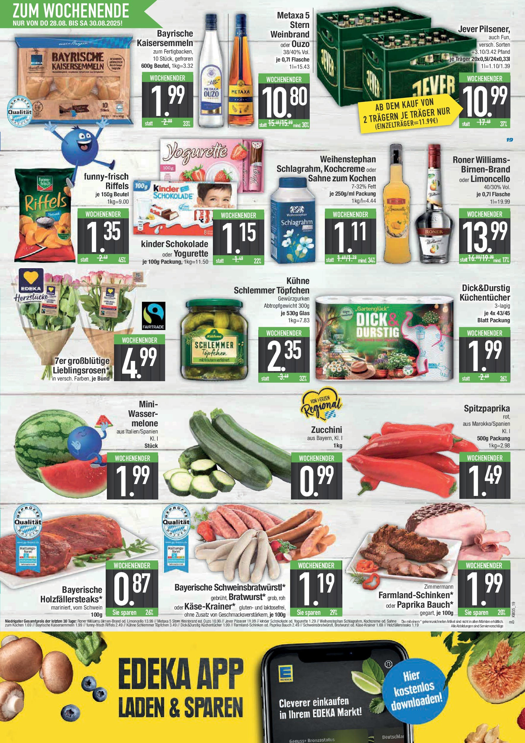 Edeka prospekt Weißenburg (ab 24.08.2025) » Angebote Online | Seite: 23 | Produkte: Schokolade, Käsekrainer, Jever, Zucchini Edeka prospekt Weißenburg (ab 24.08.2025) » Angebote Online | Seite: 23 | Produkte: Schokolade, Käsekrainer, Jever, Zucchini