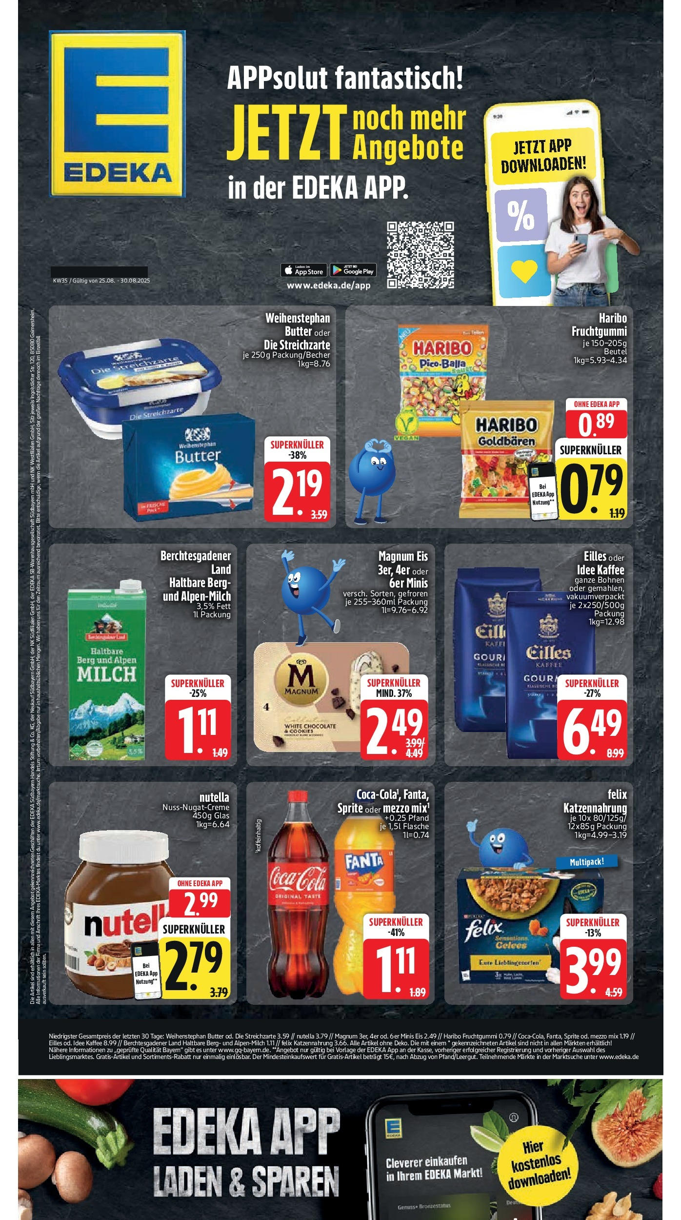 Edeka prospekt Aldersbach (ab 24.08.2025) » Angebote Online | Seite: 1 | Produkte: Sprite, Cola, Kaffee, Weihenstephan butter Edeka prospekt Aldersbach (ab 24.08.2025) » Angebote Online | Seite: 1 | Produkte: Sprite, Cola, Kaffee, Weihenstephan butter