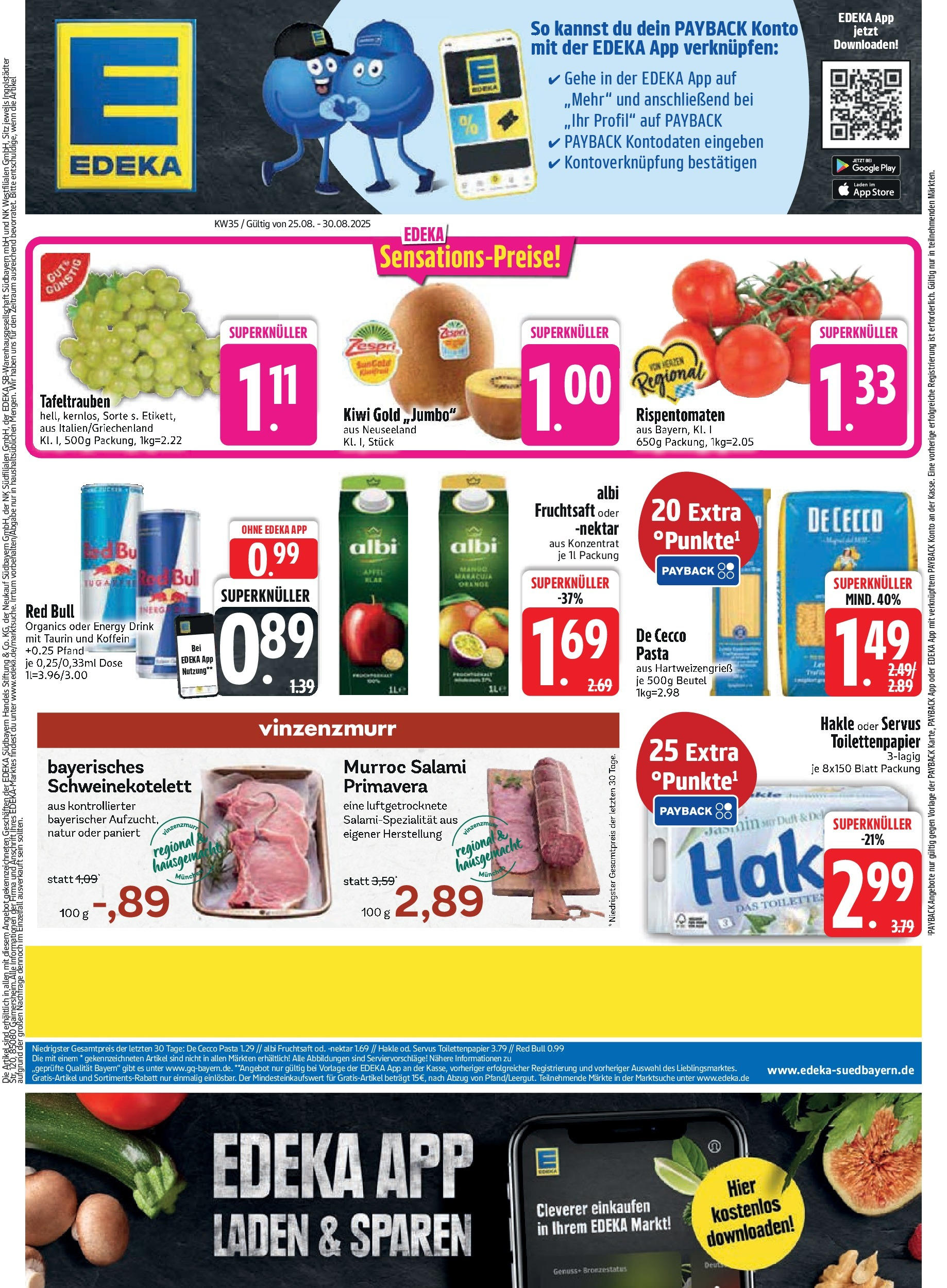 Edeka prospekt Murnau (ab 24.08.2025) » Angebote Online | Seite: 3 | Produkte: Red bull, Energy, Pasta, Salami Edeka prospekt Murnau (ab 24.08.2025) » Angebote Online | Seite: 3 | Produkte: Red bull, Energy, Pasta, Salami