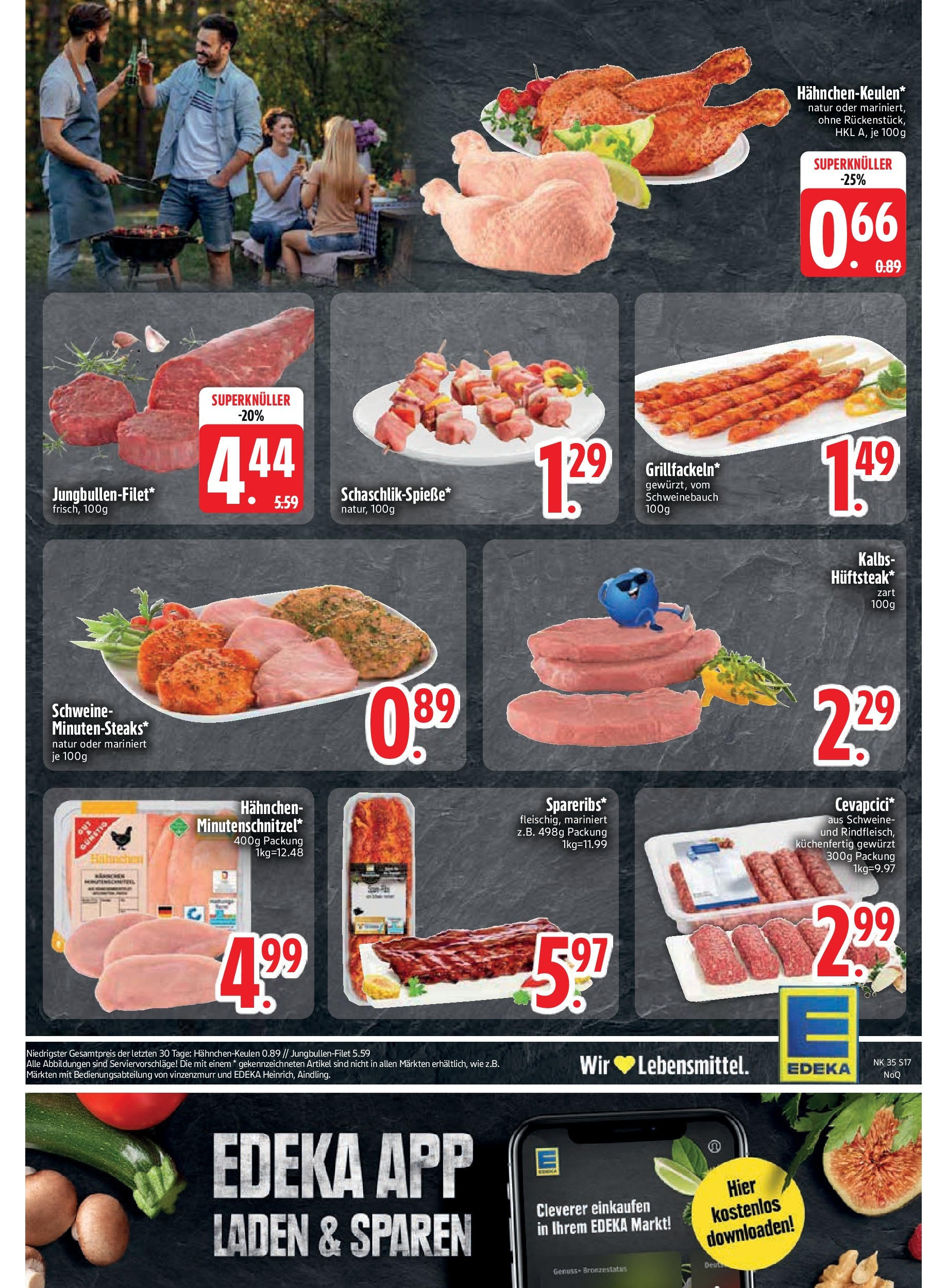 Edeka prospekt Aldersbach (ab 24.08.2025) » Angebote Online | Seite: 19 | Produkte: Hahnchen, Cevapcici, Schnitzel, Steak Edeka prospekt Aldersbach (ab 24.08.2025) » Angebote Online | Seite: 19 | Produkte: Hahnchen, Cevapcici, Schnitzel, Steak