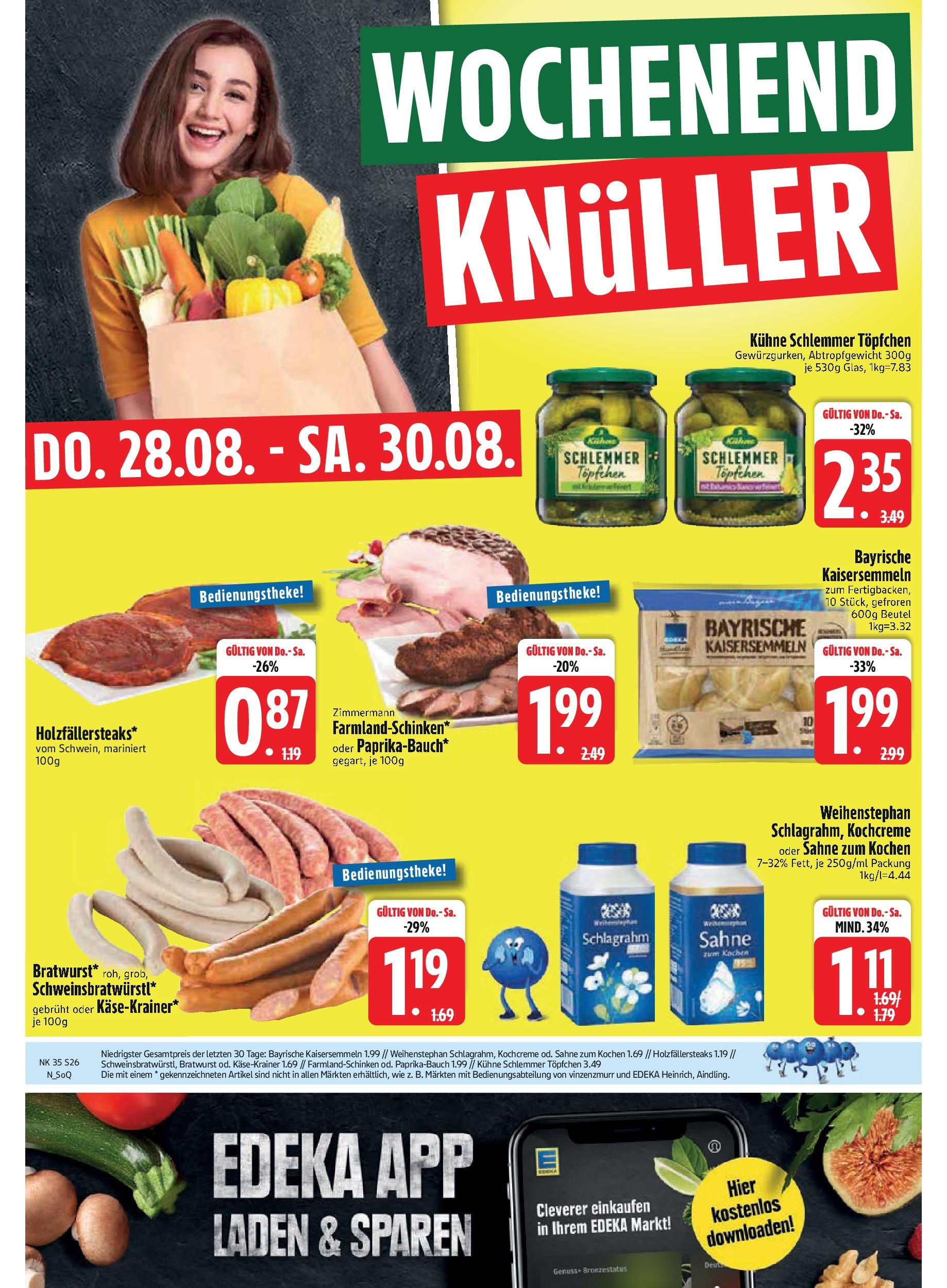 Edeka prospekt Aldersbach (ab 24.08.2025) » Angebote Online | Seite: 28 | Produkte: Bratwurst, Käsekrainer, Steak, Sahne Edeka prospekt Aldersbach (ab 24.08.2025) » Angebote Online | Seite: 28 | Produkte: Bratwurst, Käsekrainer, Steak, Sahne