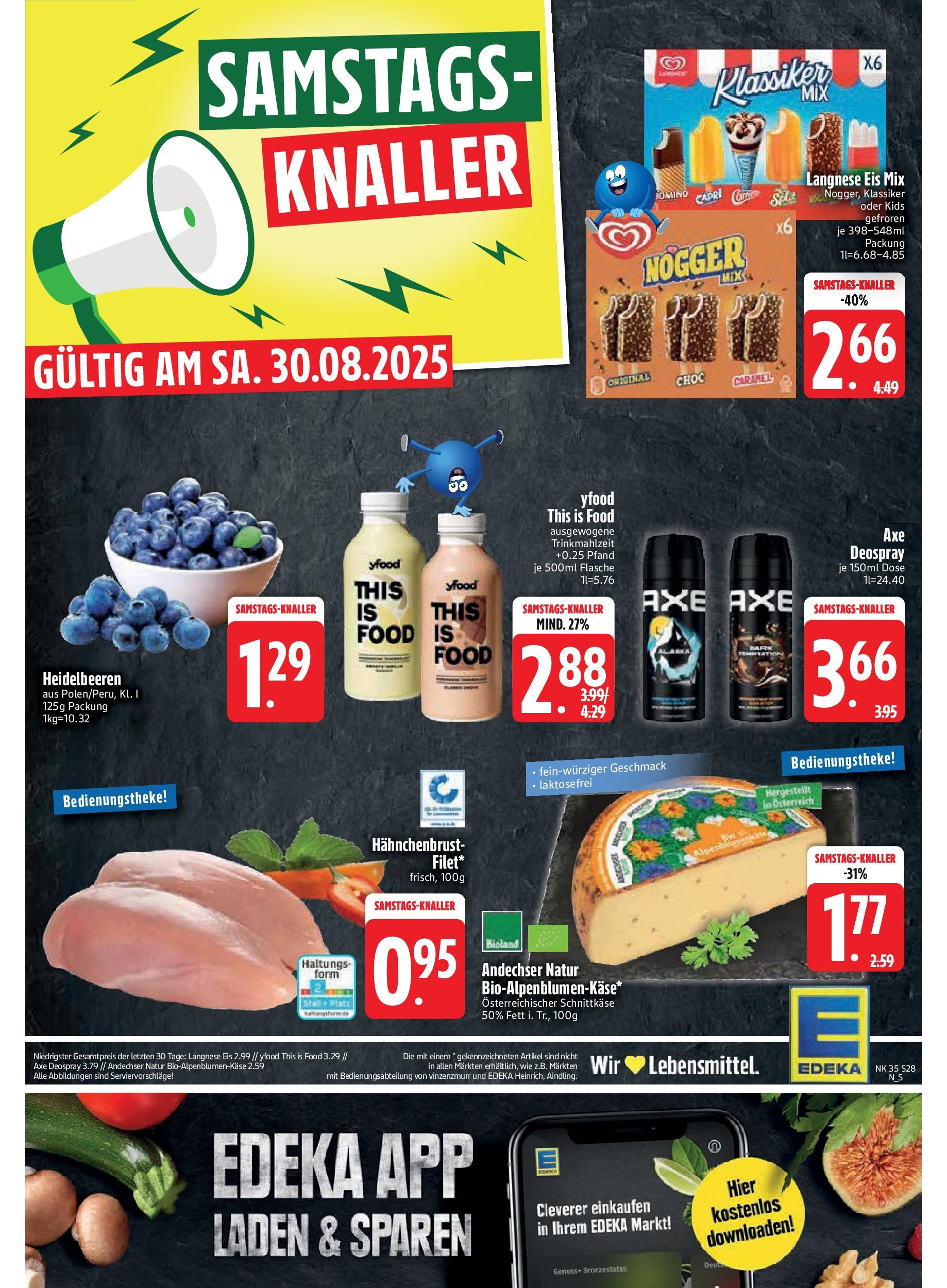 Edeka prospekt Aldersbach (ab 24.08.2025) » Angebote Online | Seite: 30 | Produkte: YFood, Deospray, Eis, Hahnchenbrust Edeka prospekt Aldersbach (ab 24.08.2025) » Angebote Online | Seite: 30 | Produkte: YFood, Deospray, Eis, Hahnchenbrust