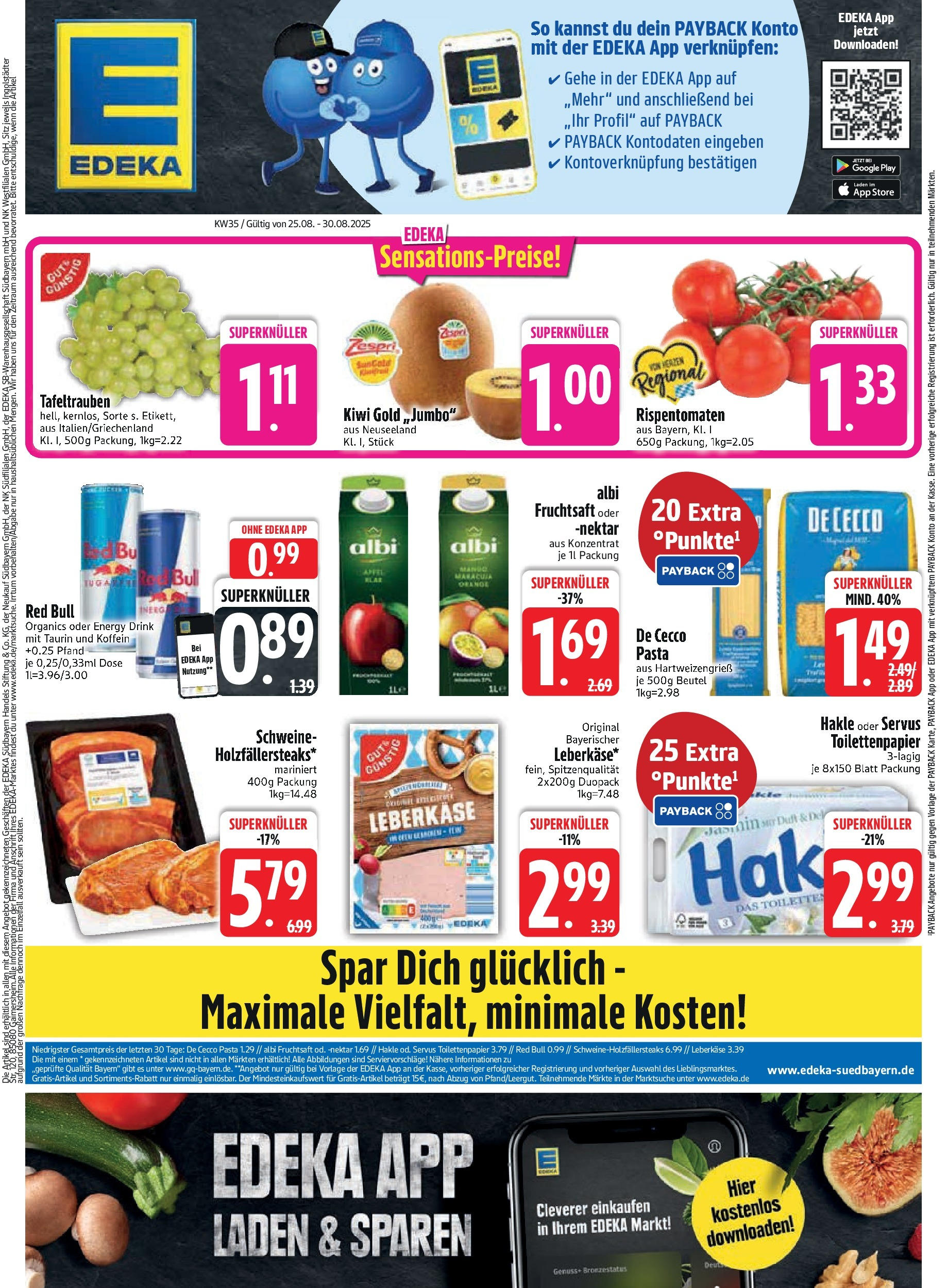Edeka prospekt Bodenwöhr (ab 24.08.2025) » Angebote Online | Seite: 3 | Produkte: Red bull, Pasta, Kiwi, Toilettenpapier Edeka prospekt Bodenwöhr (ab 24.08.2025) » Angebote Online | Seite: 3 | Produkte: Red bull, Pasta, Kiwi, Toilettenpapier