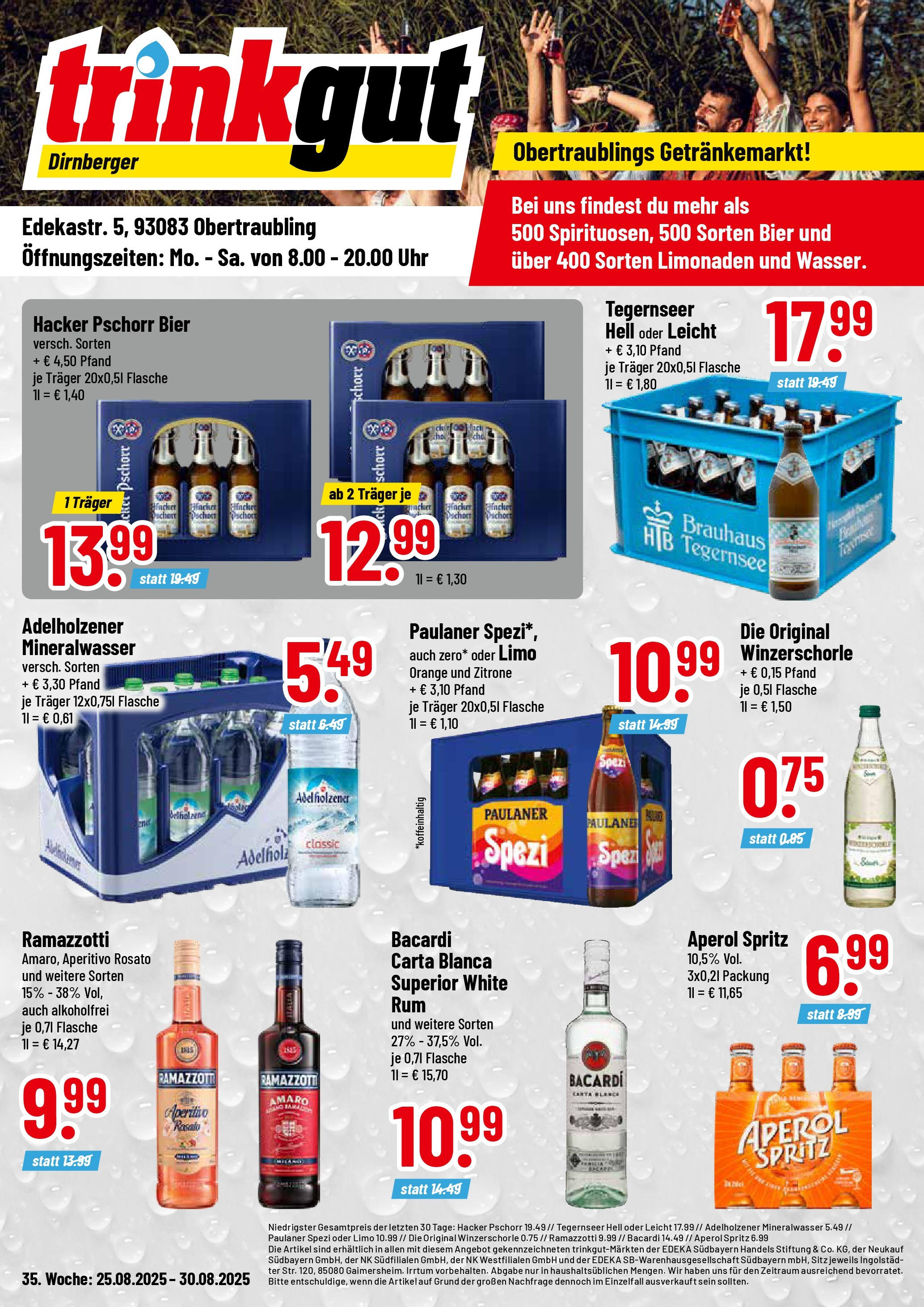 Trinkgut - trinkgut: Wochenangebote (ab 24.08.2025) » Angebote ab Montag | Seite: 1 | Produkte: Paulaner spezi, Adelholzener, Aperol, Ramazzotti Trinkgut - trinkgut: Wochenangebote (ab 24.08.2025) » Angebote online | Seite: 1 | Produkte: Paulaner spezi, Adelholzener, Aperol, Ramazzotti