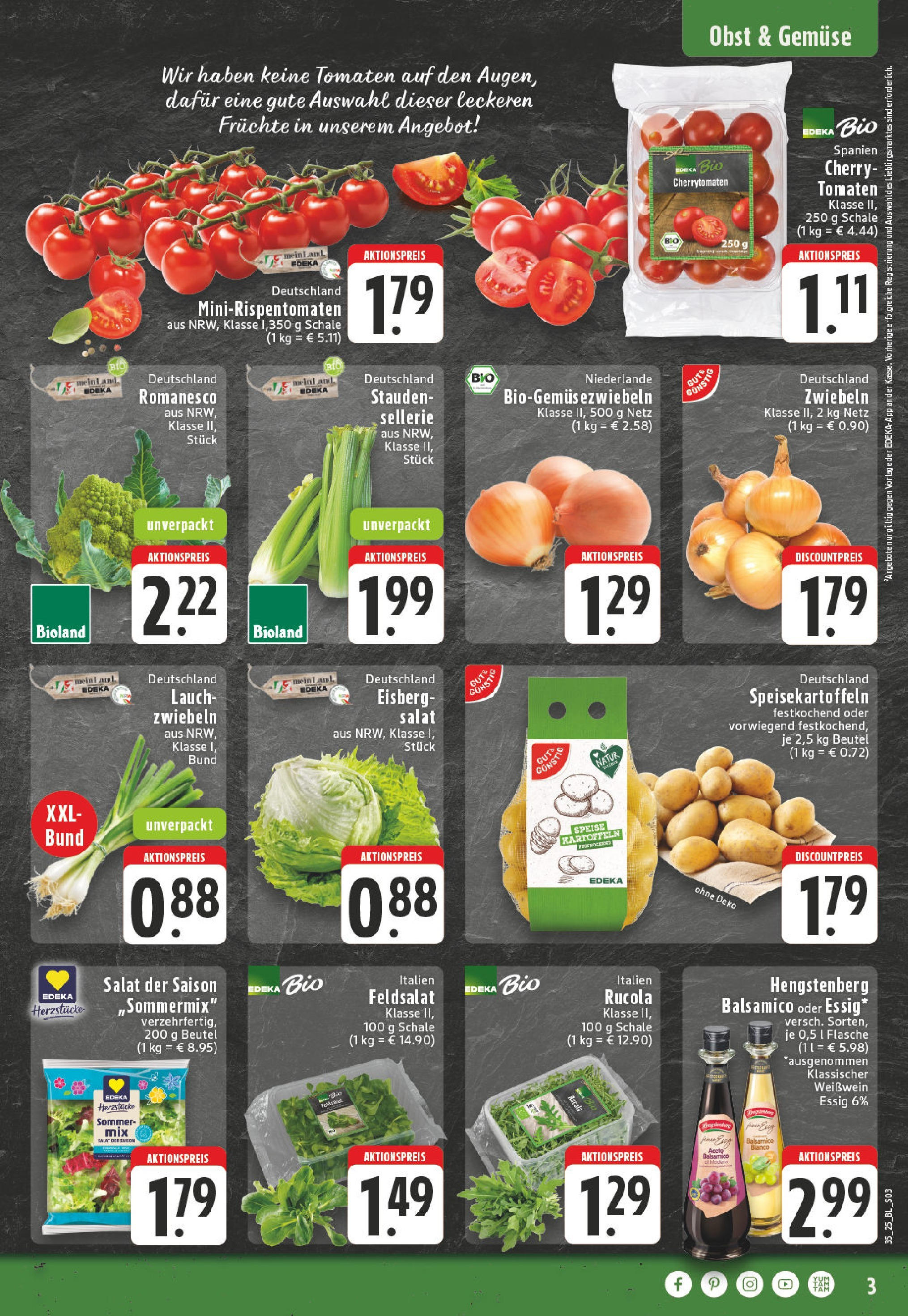 Edeka prospekt Iserlohn (ab 24.08.2025) » Angebote Online | Seite: 3 | Produkte: Balsamico, Weißwein, Rucola, Kartoffeln Edeka prospekt Iserlohn (ab 24.08.2025) » Angebote Online | Seite: 3 | Produkte: Balsamico, Weißwein, Rucola, Kartoffeln