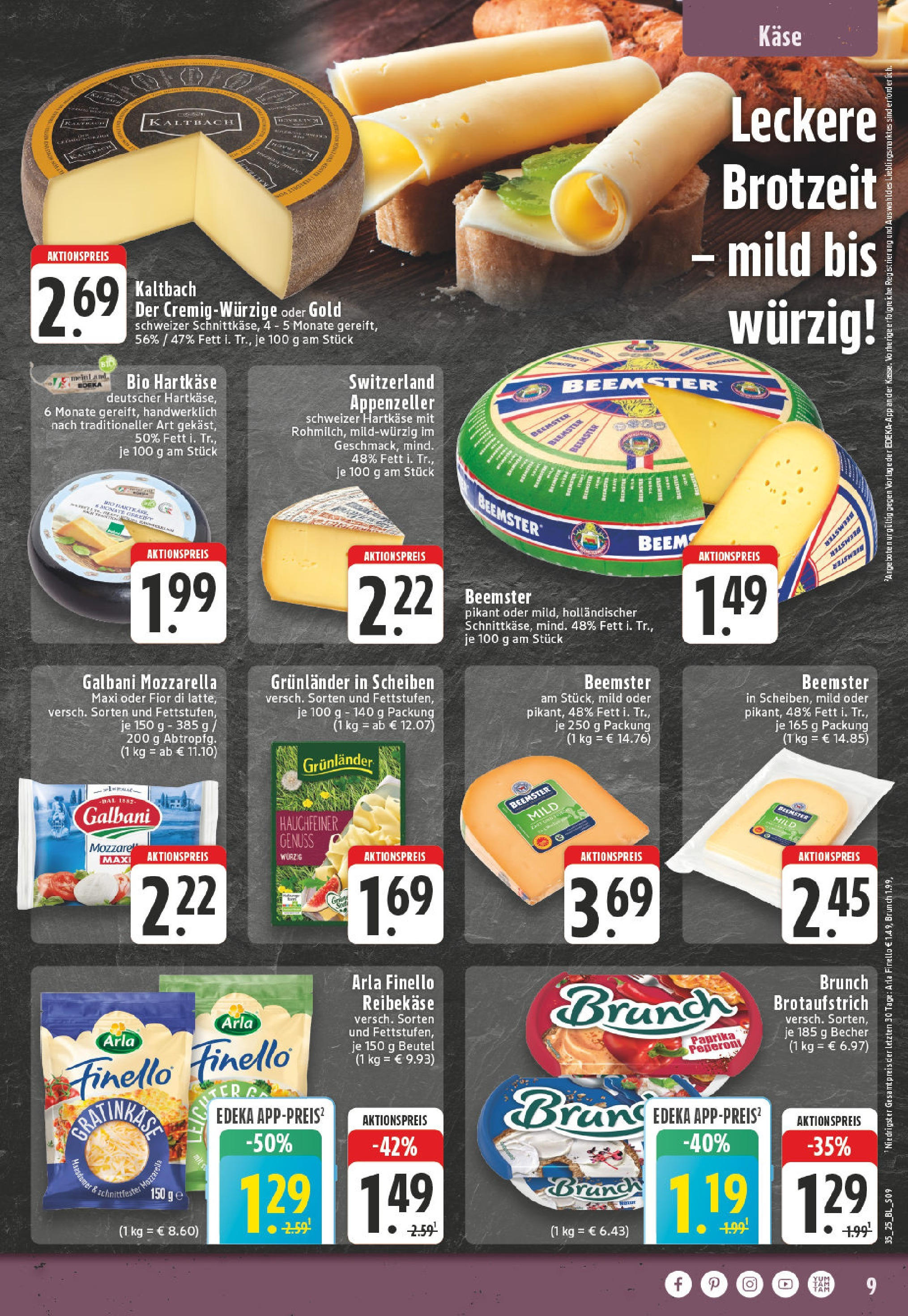 Edeka prospekt Iserlohn (ab 24.08.2025) » Angebote Online | Seite: 9 | Produkte: Käse, Mozzarella, Vase, Grunlander Edeka prospekt Iserlohn (ab 24.08.2025) » Angebote Online | Seite: 9 | Produkte: Käse, Mozzarella, Vase, Grunlander