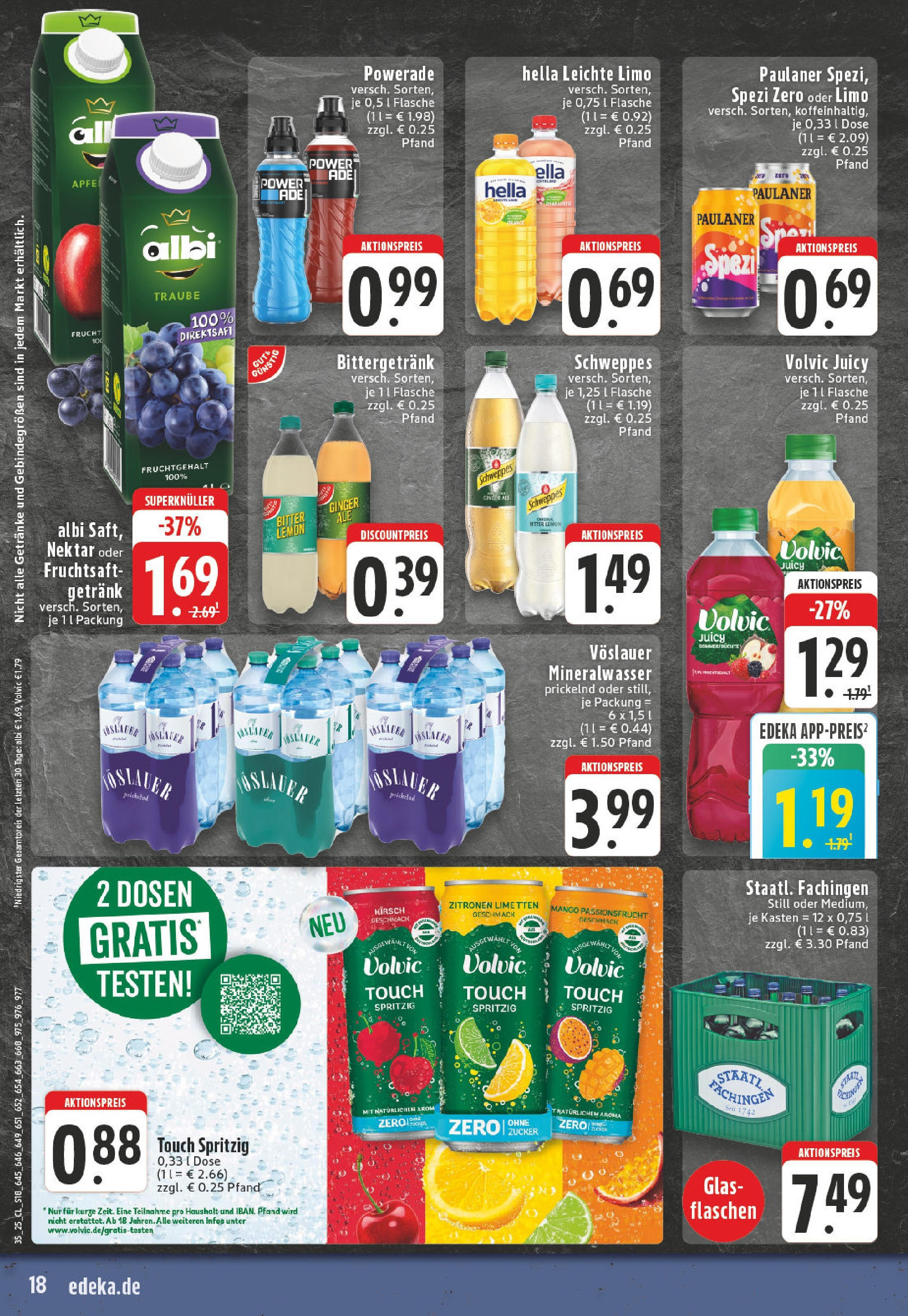 Edeka prospekt Mülheim / Ruhr - Dümpten (ab 24.08.2025) » Angebote Online | Seite: 18 | Produkte: Schweppes, Powerade, Volvic, Fruchtsaft Edeka prospekt Mülheim / Ruhr - Dümpten (ab 24.08.2025) » Angebote Online | Seite: 18 | Produkte: Schweppes, Powerade, Volvic, Fruchtsaft
