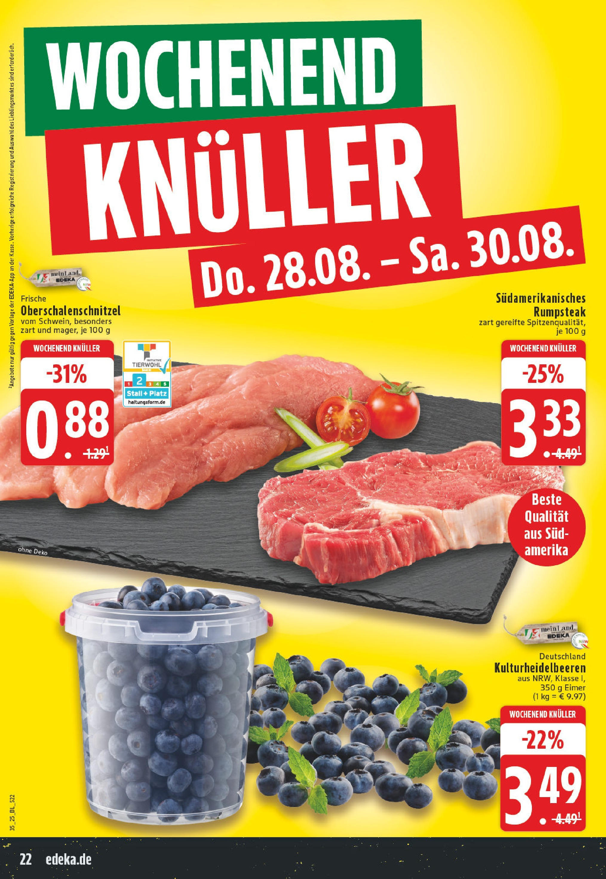 Edeka prospekt Iserlohn (ab 24.08.2025) » Angebote Online | Seite: 22 | Produkte: Rumpsteak, Schnitzel, Steak Edeka prospekt Iserlohn (ab 24.08.2025) » Angebote Online | Seite: 22 | Produkte: Rumpsteak, Schnitzel, Steak
