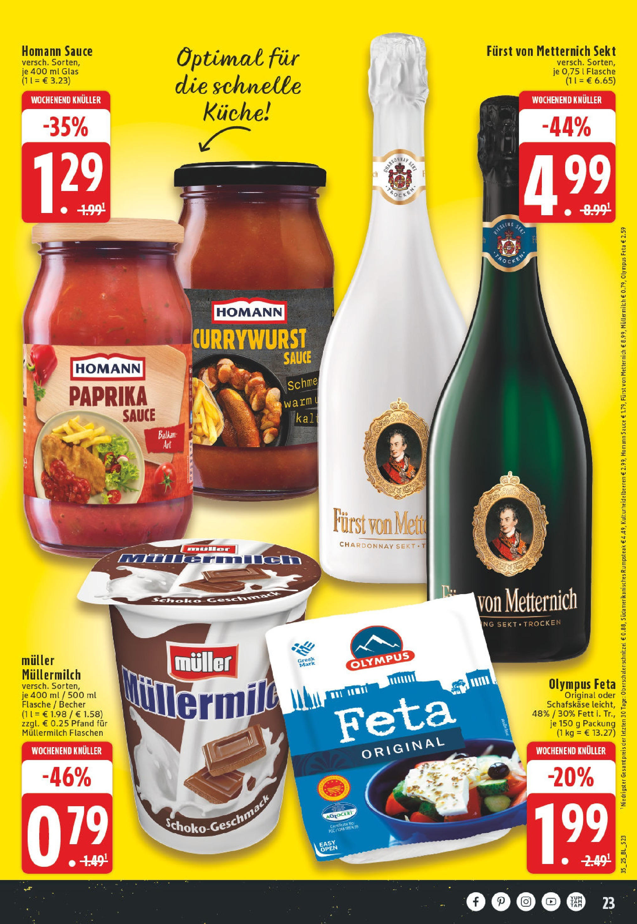 Edeka prospekt Iserlohn (ab 24.08.2025) » Angebote Online | Seite: 23 | Produkte: Feta, Sekt, Küche, Schafskase Edeka prospekt Iserlohn (ab 24.08.2025) » Angebote Online | Seite: 23 | Produkte: Feta, Sekt, Küche, Schafskase