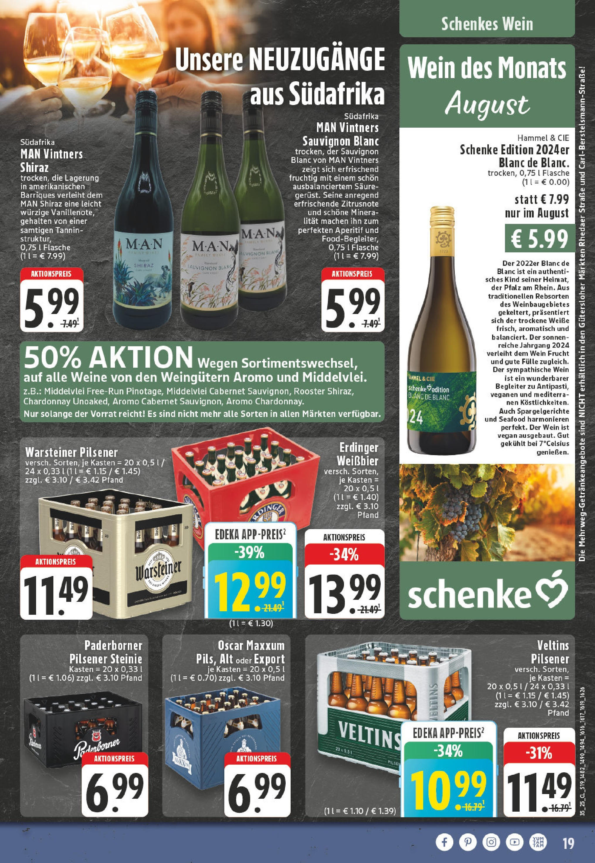 Edeka prospekt Harsewinkel (ab 24.08.2025) » Angebote Online | Seite: 19 | Produkte: Erdinger, Warsteiner, Wein, Veltins Edeka prospekt Harsewinkel (ab 24.08.2025) » Angebote Online | Seite: 19 | Produkte: Erdinger, Warsteiner, Wein, Veltins
