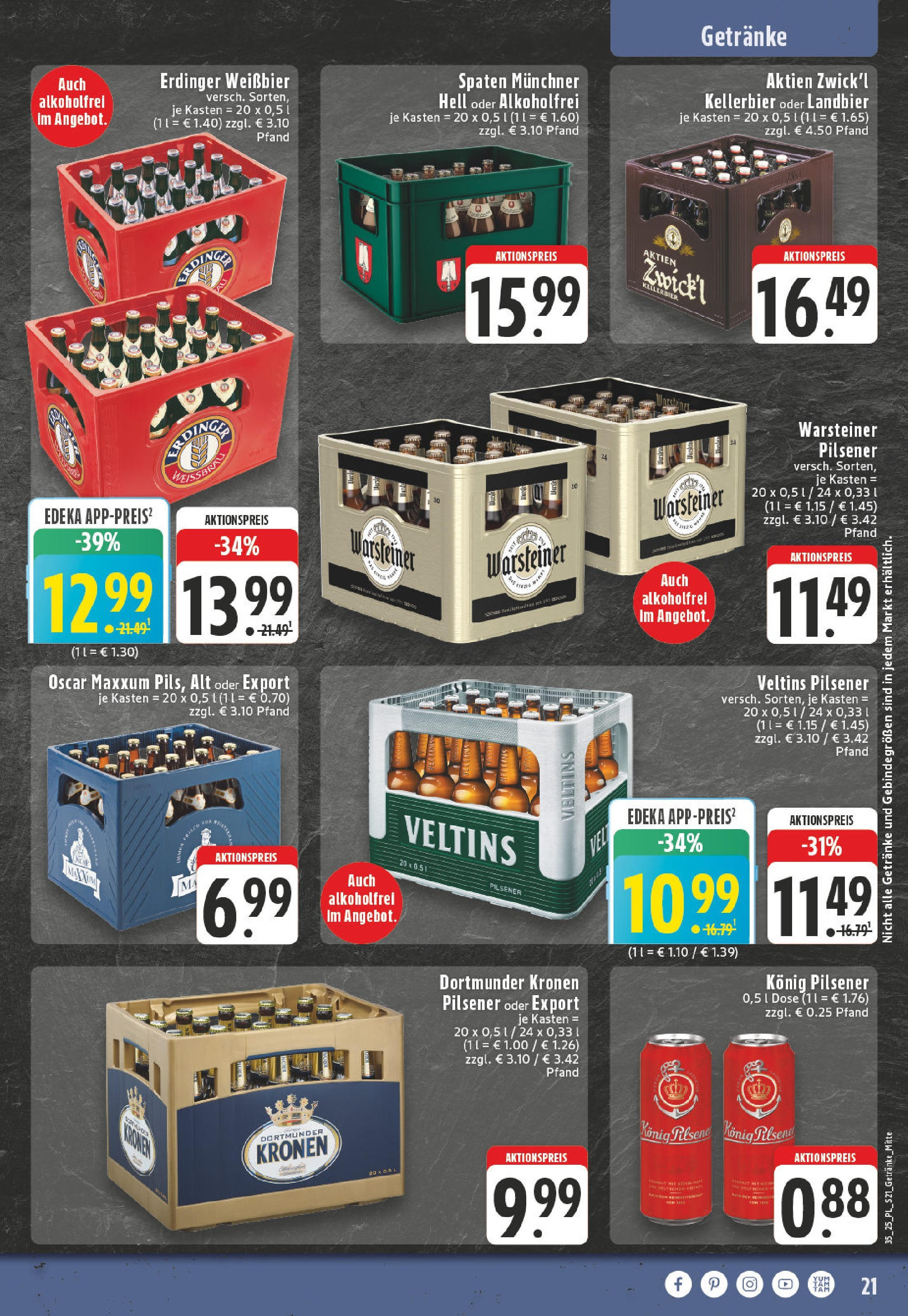 Edeka prospekt Castrop-Rauxel (ab 24.08.2025) » Angebote Online | Seite: 21 | Produkte: Konig pilsener, Erdinger, Weißbier, Warsteiner Edeka prospekt Castrop-Rauxel (ab 24.08.2025) » Angebote Online | Seite: 21 | Produkte: Konig pilsener, Erdinger, Weißbier, Warsteiner
