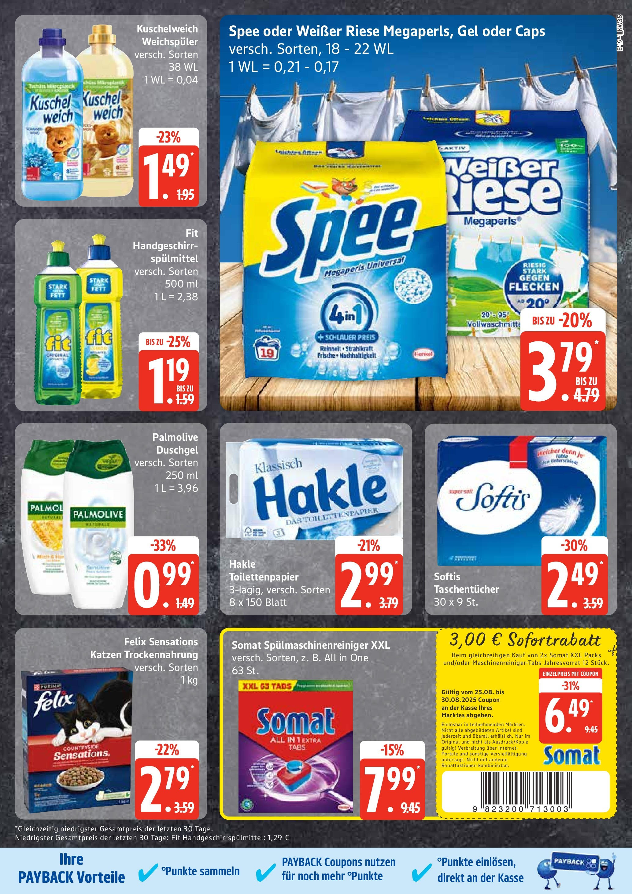 Marktkauf - Marktkauf: Wochenangebote (ab 24.08.2025) » Angebote ab Montag | Seite: 19 | Produkte: Kuschelweich, Duschgel, Spee, Spülmaschinenreiniger Marktkauf - Marktkauf: Wochenangebote (ab 24.08.2025) » Angebote online | Seite: 19 | Produkte: Kuschelweich, Duschgel, Spee, Spülmaschinenreiniger