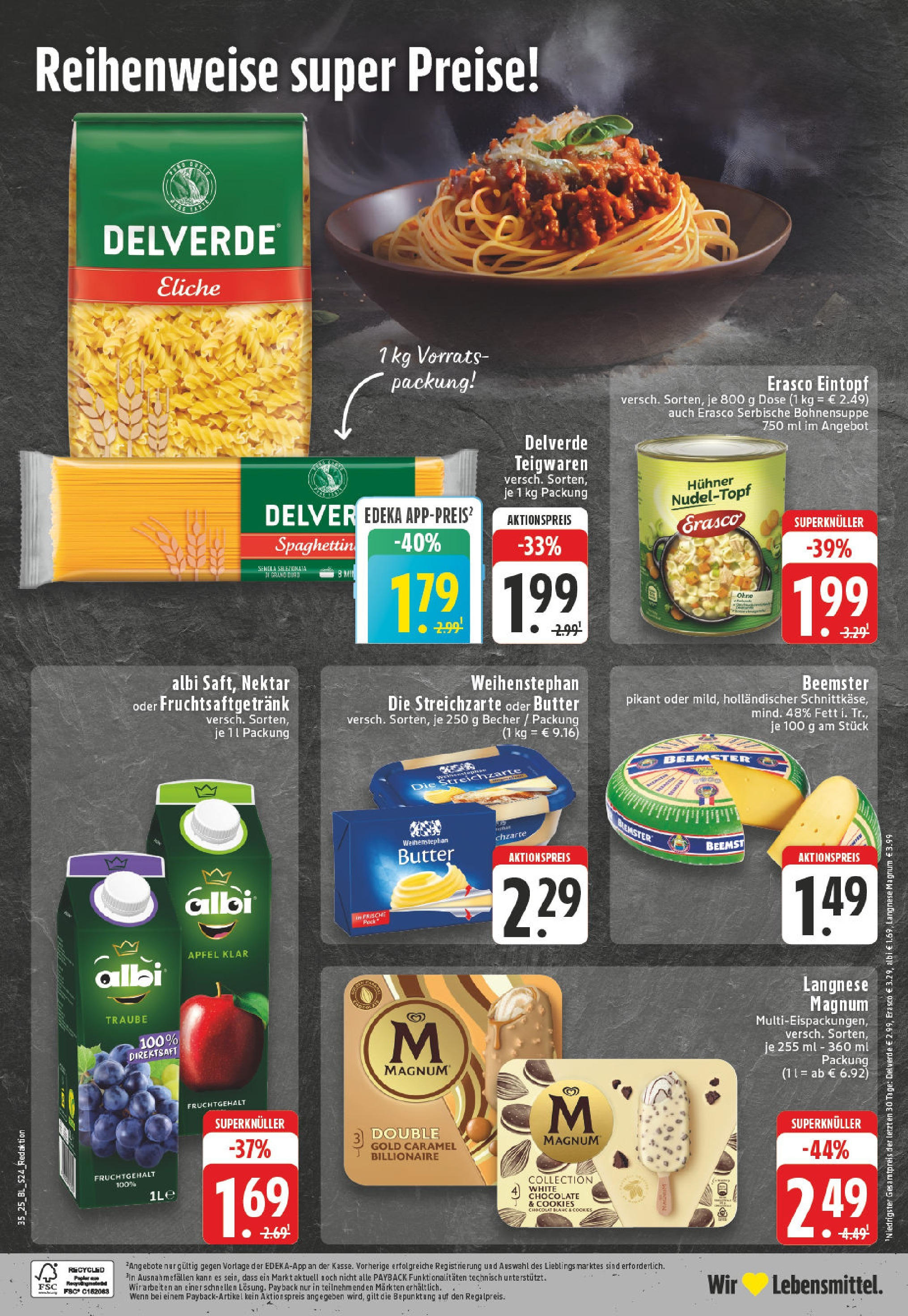 Edeka prospekt Dortmund (ab 24.08.2025) » Angebote Online | Seite: 24 | Produkte: Langnese, Butter, Äpfel, Pasta Edeka prospekt Dortmund (ab 24.08.2025) » Angebote Online | Seite: 24 | Produkte: Langnese, Butter, Äpfel, Pasta