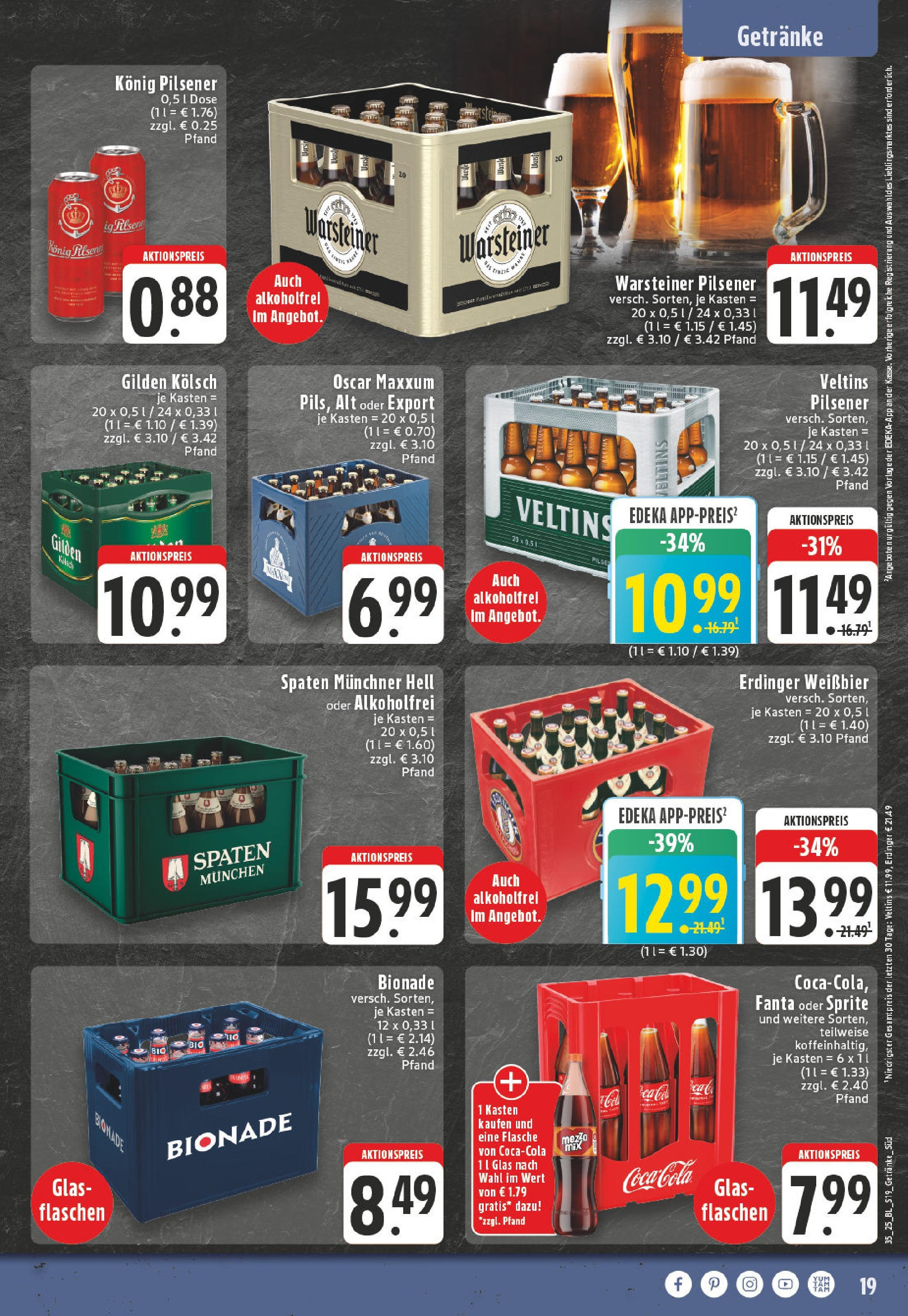 Edeka prospekt Köln (ab 24.08.2025) » Angebote Online | Seite: 19 | Produkte: Fanta, Konig pilsener, Warsteiner, Veltins Edeka prospekt Köln (ab 24.08.2025) » Angebote Online | Seite: 19 | Produkte: Fanta, Konig pilsener, Warsteiner, Veltins