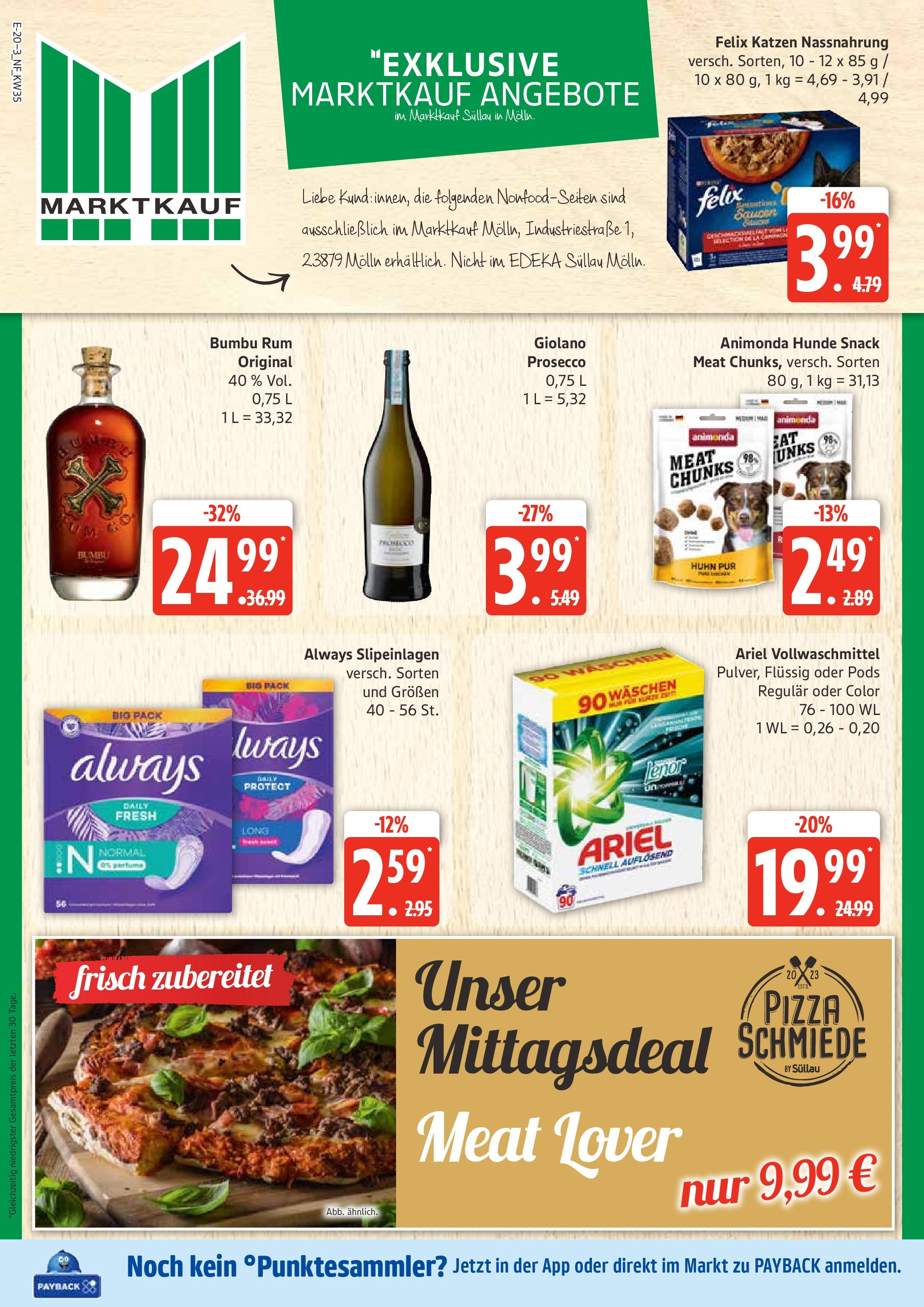 Marktkauf - Marktkauf: Wochenangebote (ab 24.08.2025) » Angebote ab Montag | Seite: 20 | Produkte: Ariel, Rum, Prosecco, Pizza Marktkauf - Marktkauf: Wochenangebote (ab 24.08.2025) » Angebote online | Seite: 20 | Produkte: Ariel, Rum, Prosecco, Pizza