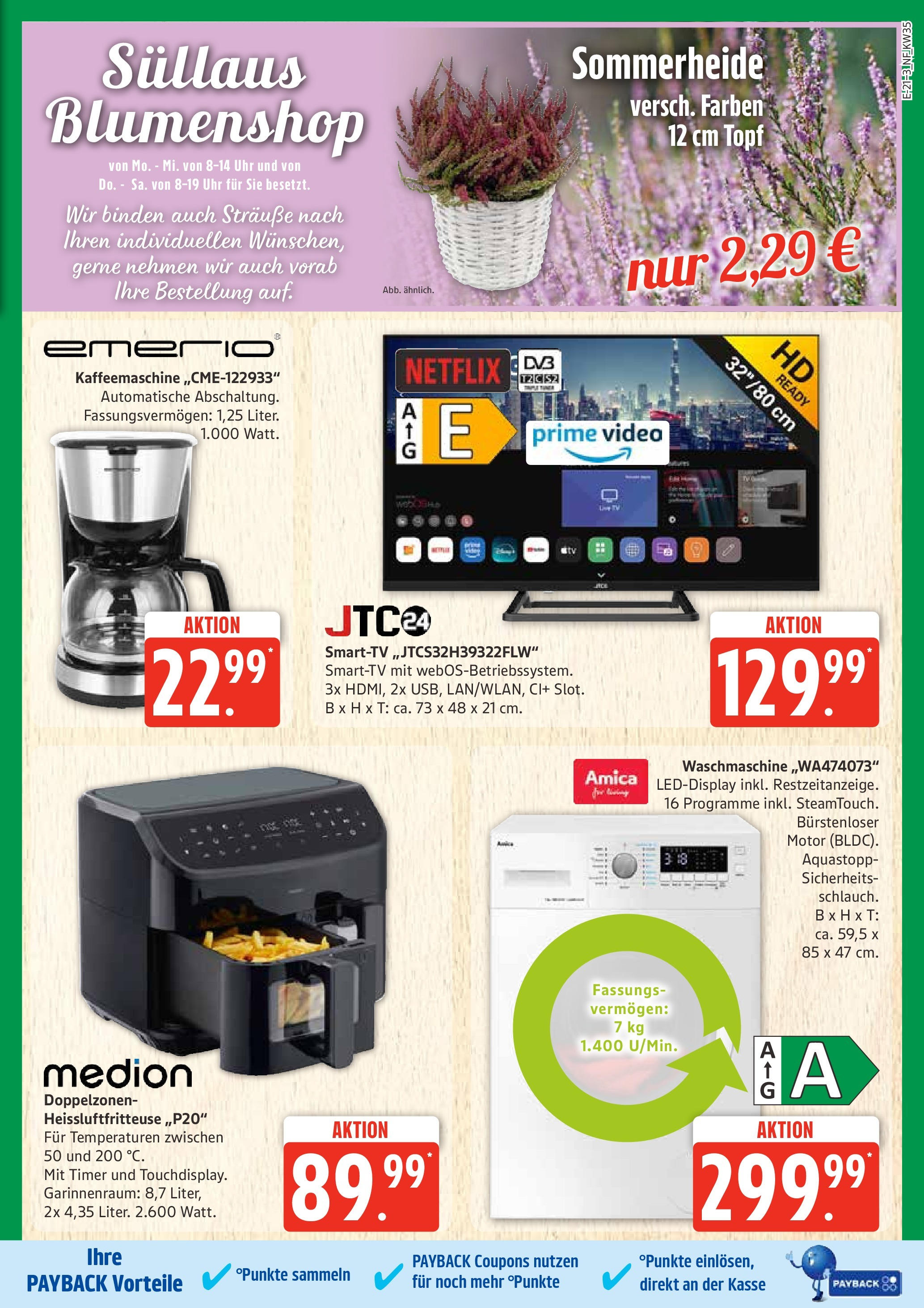 Marktkauf - Marktkauf: Wochenangebote (ab 24.08.2025) » Angebote ab Montag | Seite: 21 | Produkte: Kaffeemaschine, Waschmaschine, Heißluftfritteuse, Video Marktkauf - Marktkauf: Wochenangebote (ab 24.08.2025) » Angebote online | Seite: 21 | Produkte: Kaffeemaschine, Waschmaschine, Heißluftfritteuse, Video