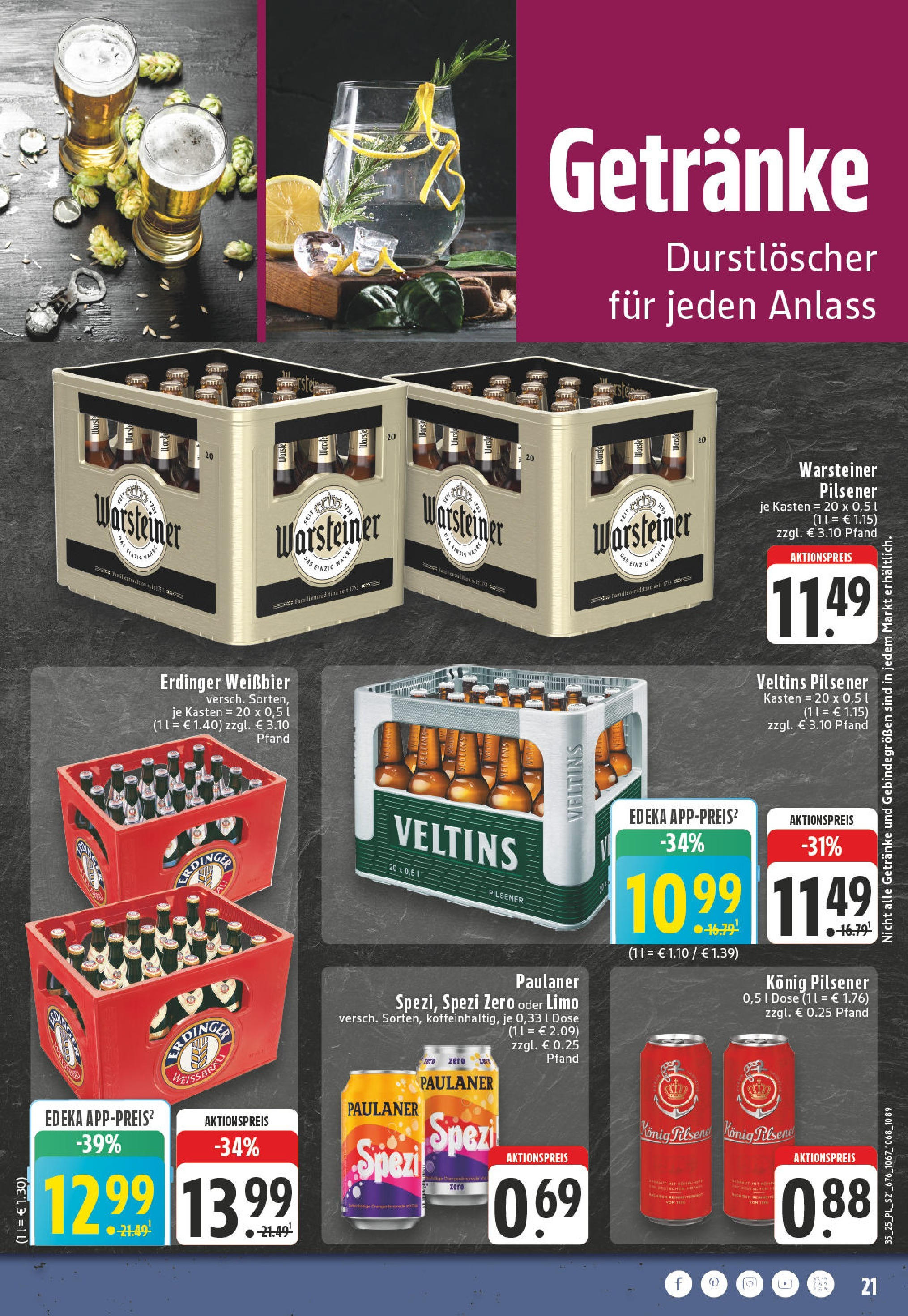 Edeka prospekt Linnich (ab 24.08.2025) » Angebote Online | Seite: 21 | Produkte: Durstloscher, Konig pilsener, Erdinger, Veltins Edeka prospekt Linnich (ab 24.08.2025) » Angebote Online | Seite: 21 | Produkte: Durstloscher, Konig pilsener, Erdinger, Veltins