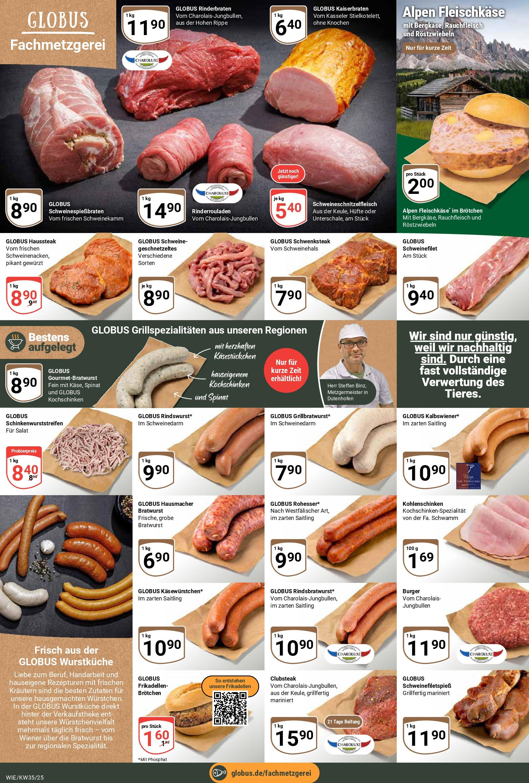 Globus prospekt Waghäusel (ab 24.08.2025) » Angebote ab Montag | Seite: 8 | Produkte: Bratwurst, Burger, Schweinefilet, Salat Globus prospekt Waghäusel (ab 24.08.2025) » Angebote online | Seite: 8 | Produkte: Bratwurst, Burger, Schweinefilet, Salat