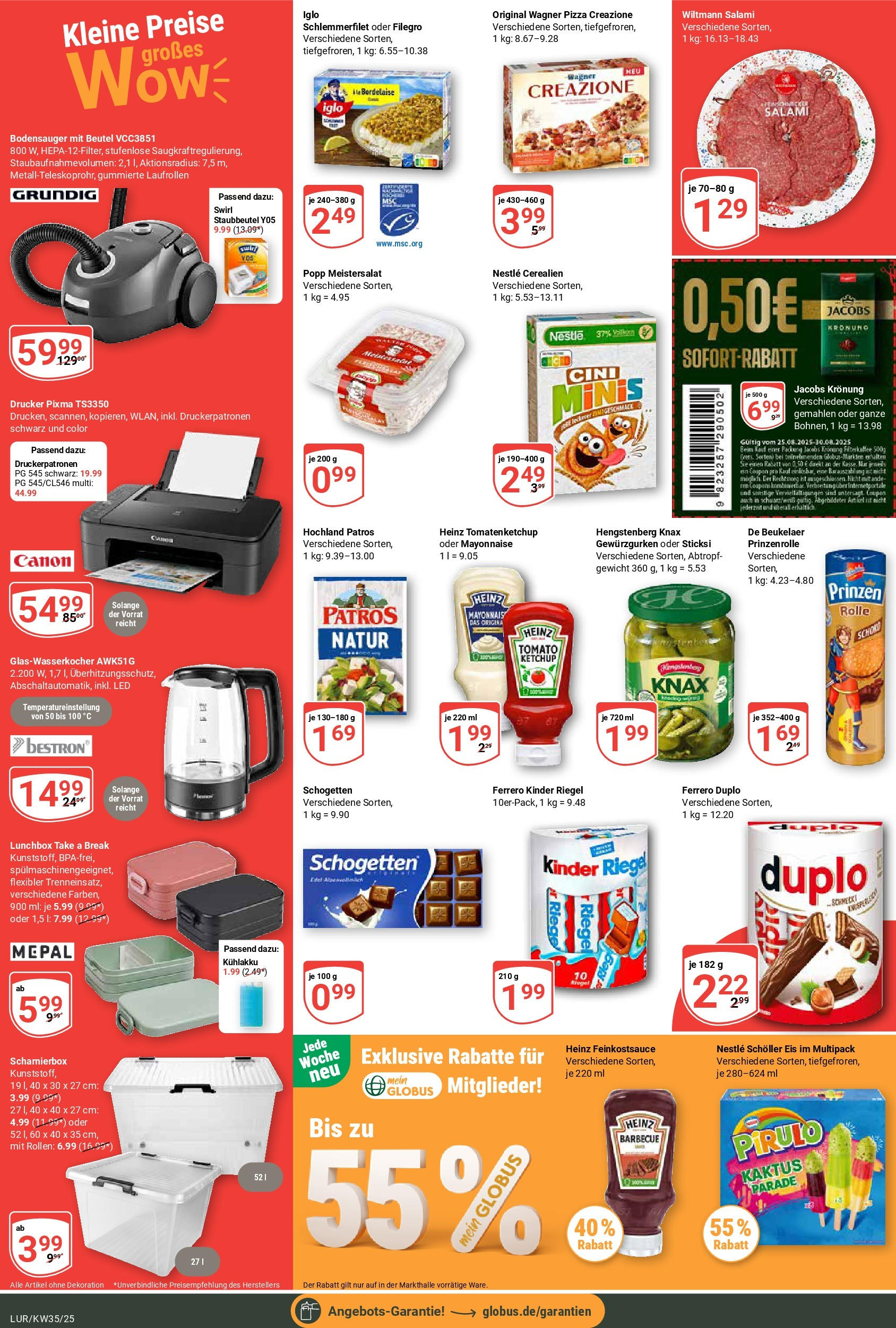 Globus prospekt Hamburg (ab 25.08.2025) » Angebote ab Montag | Seite: 6 | Produkte: Iglo, Kinder riegel, Wagner pizza, Schogetten Globus prospekt Hamburg (ab 25.08.2025) » Angebote online | Seite: 6 | Produkte: Iglo, Kinder riegel, Wagner pizza, Schogetten