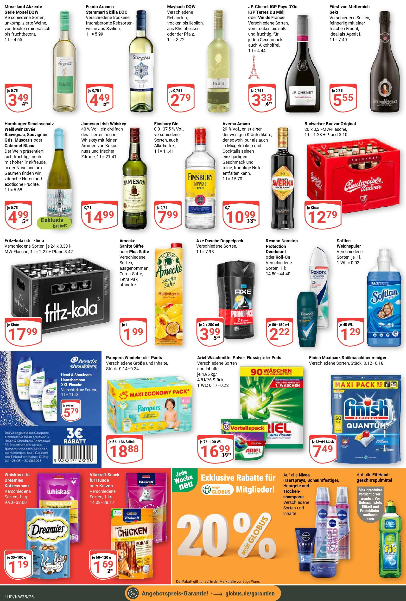 Globus prospekt Hamburg (ab 25.08.2025) » Angebote ab Montag | Seite: 7 | Produkte: Pampers, Weichspüler, Waschmittel, Spülmaschinenreiniger Globus prospekt Hamburg (ab 25.08.2025) » Angebote online | Seite: 7 | Produkte: Pampers, Weichspüler, Waschmittel, Spülmaschinenreiniger