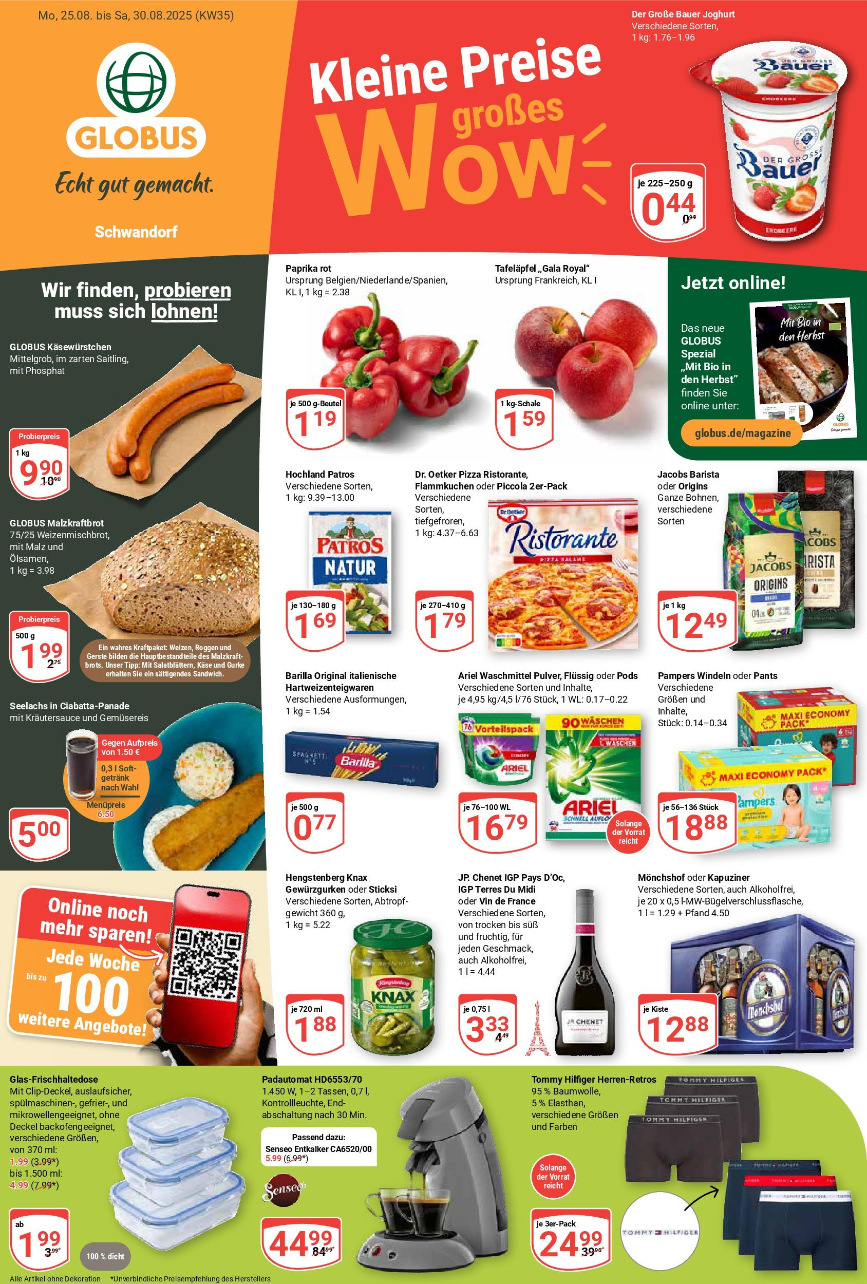Globus prospekt Schwandorf (ab 24.08.2025) » Angebote ab Montag | Seite: 1 | Produkte: Paprika rot, Pampers, Paprika, Pizza Globus prospekt Schwandorf (ab 24.08.2025) » Angebote online | Seite: 1 | Produkte: Paprika rot, Pampers, Paprika, Pizza