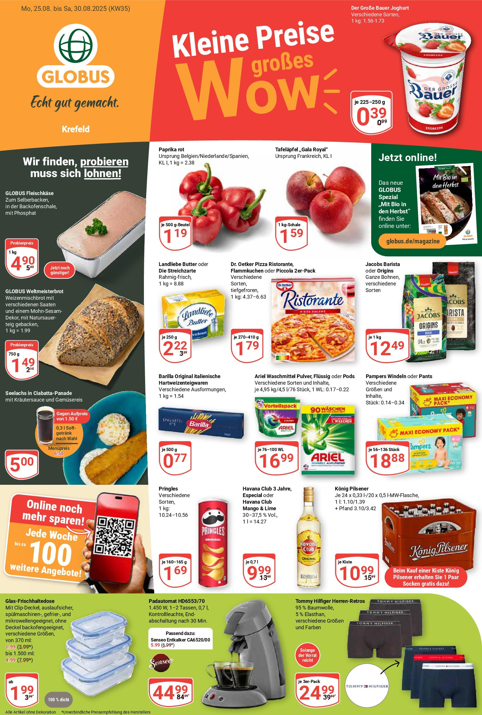 Globus prospekt Krefeld	 (ab 24.08.2025) » Angebote online | Seite: 1 | Produkte: Butter, Joghurt, Bauer joghurt, Mango