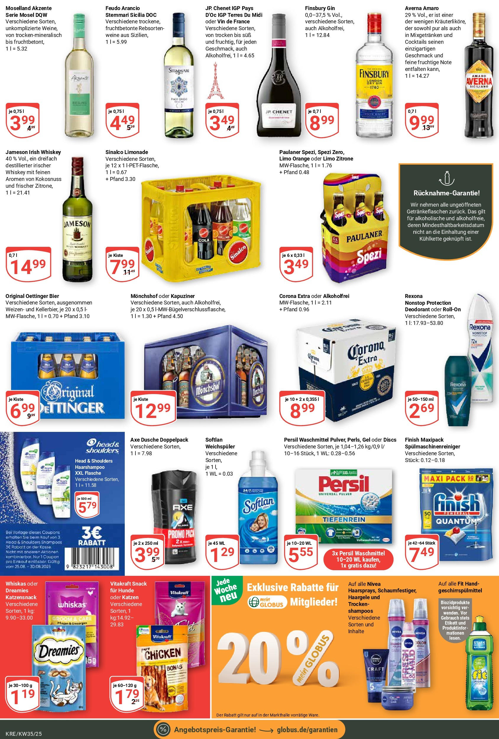 Globus prospekt Krefeld	 (ab 24.08.2025) » Angebote online | Seite: 4 | Produkte: Head & shoulders, Deodorant, Waschmittel, Paulaner