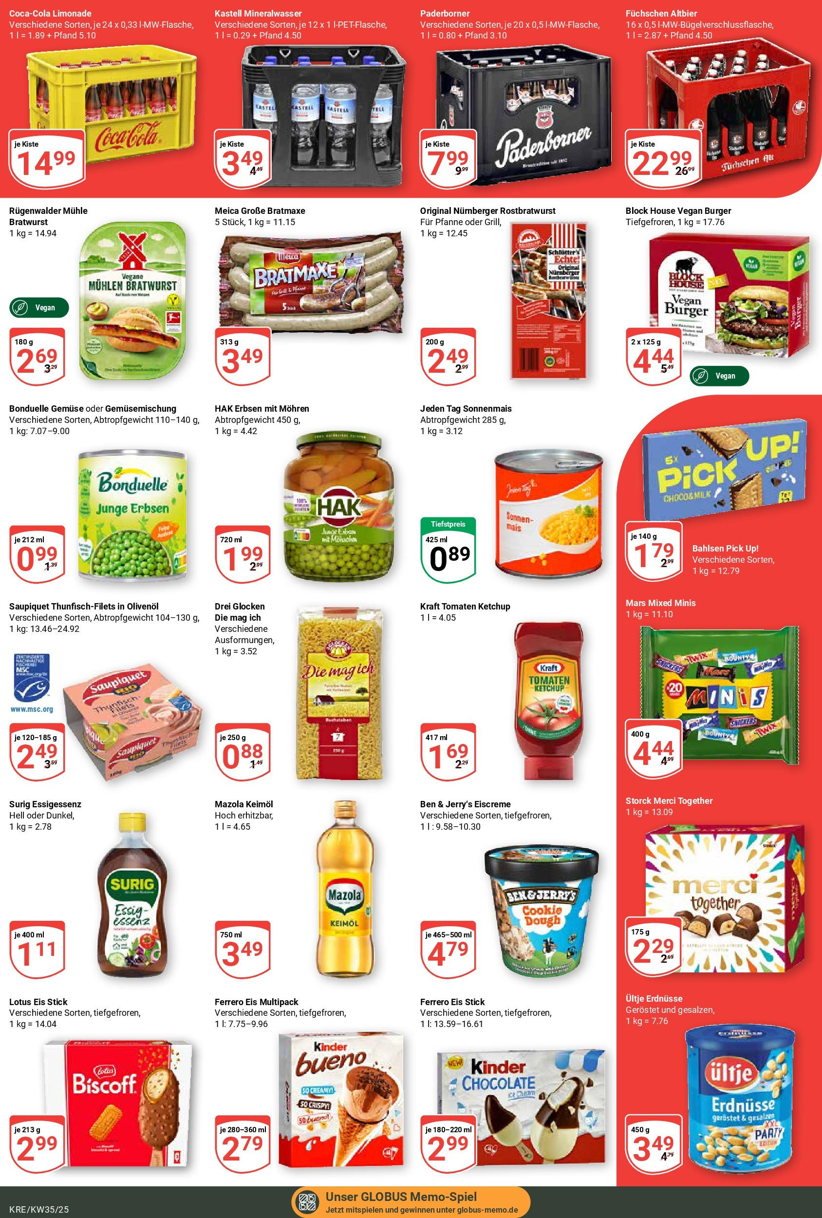 Globus prospekt Krefeld	 (ab 24.08.2025) » Angebote online | Seite: 5 | Produkte: Thunfisch, Bratwurst, Burger, Eis