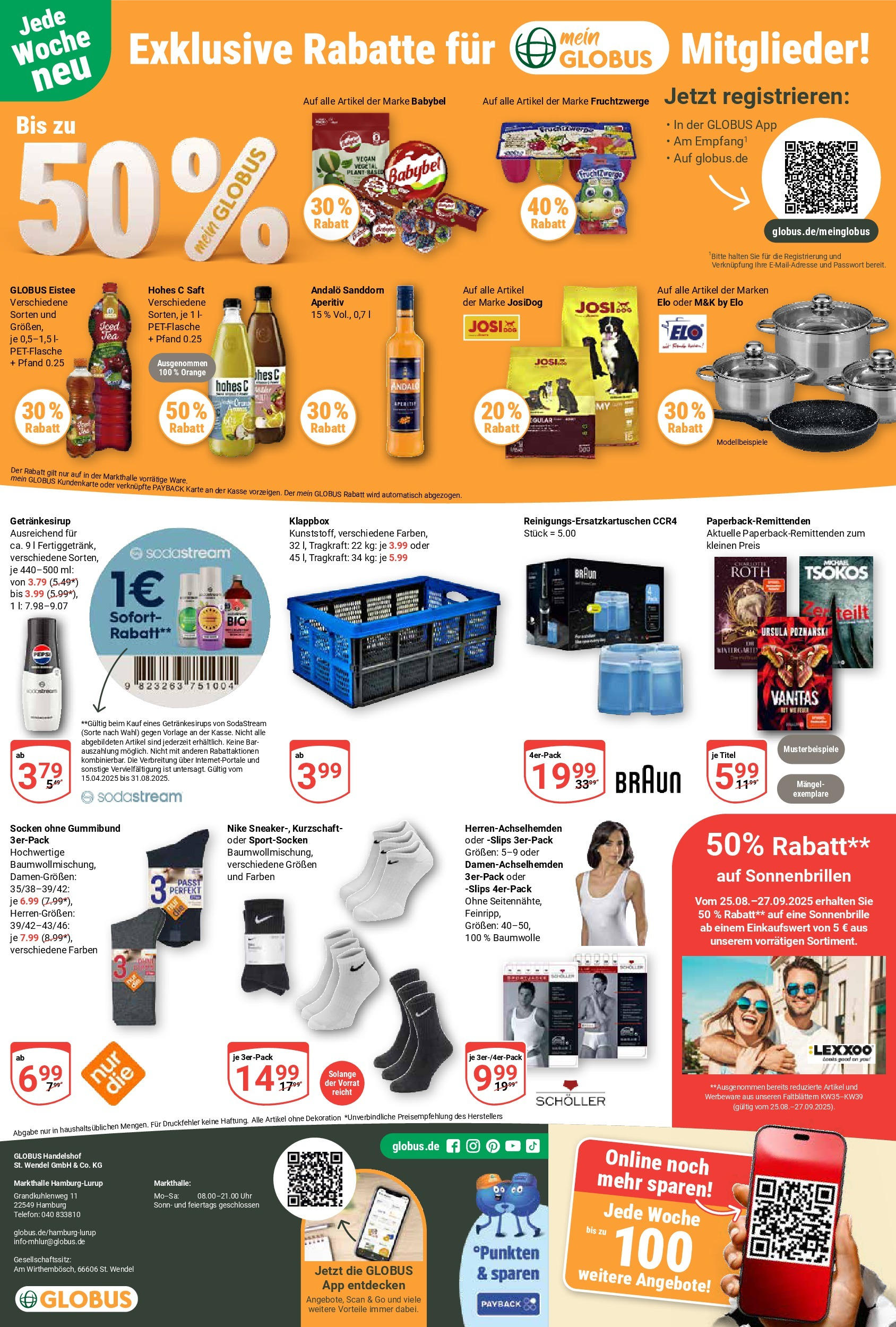 Globus prospekt Hamburg (ab 25.08.2025) » Angebote ab Montag | Seite: 22 | Produkte: Socken, Hohes c, Telefon, Uhr Globus prospekt Hamburg (ab 25.08.2025) » Angebote online | Seite: 22 | Produkte: Socken, Hohes c, Telefon, Uhr