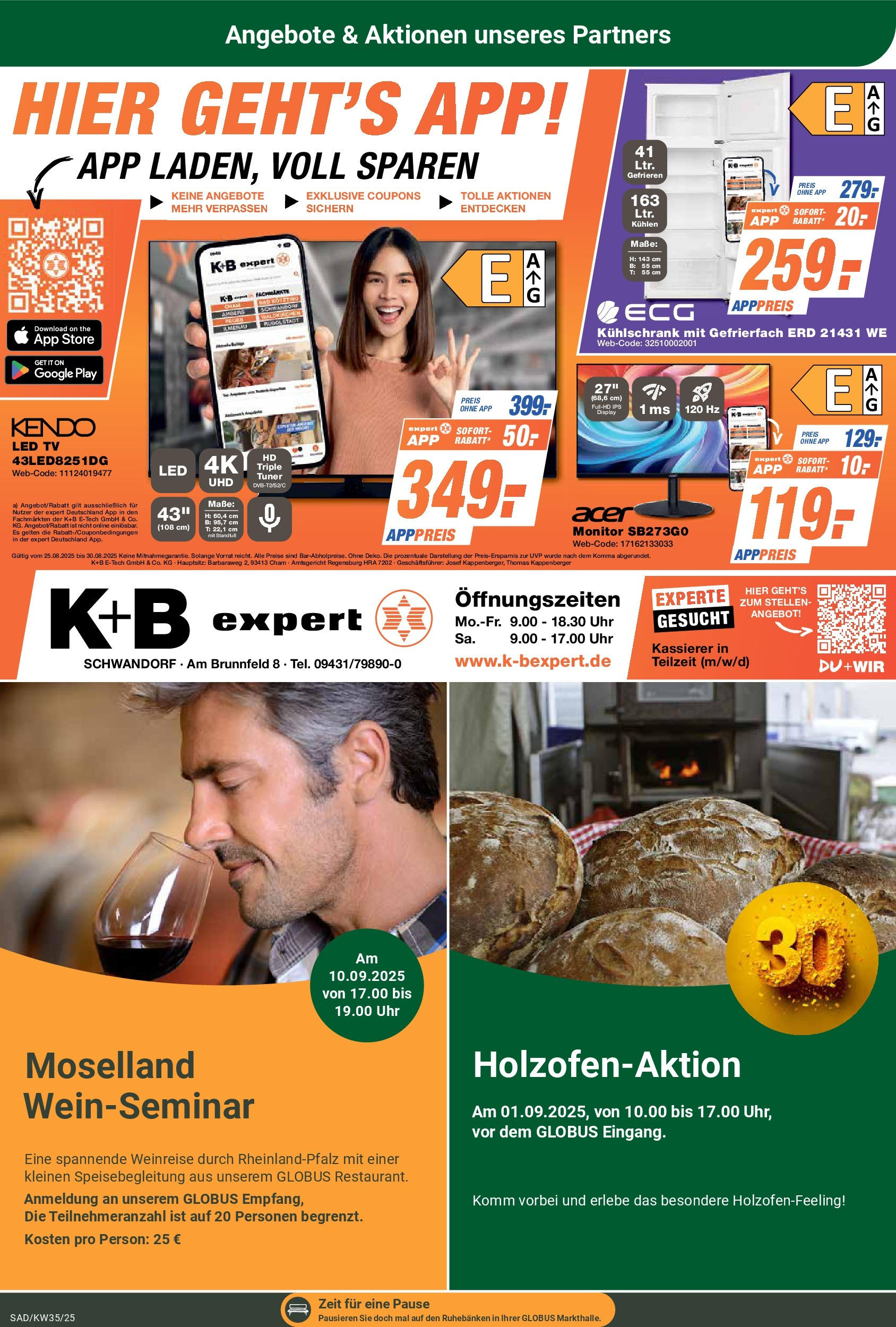 Globus prospekt Schwandorf (ab 24.08.2025) » Angebote ab Montag | Seite: 18 | Produkte: Kühlschrank, Uhr, Monitor, TV Globus prospekt Schwandorf (ab 24.08.2025) » Angebote online | Seite: 18 | Produkte: Kühlschrank, Uhr, Monitor, TV