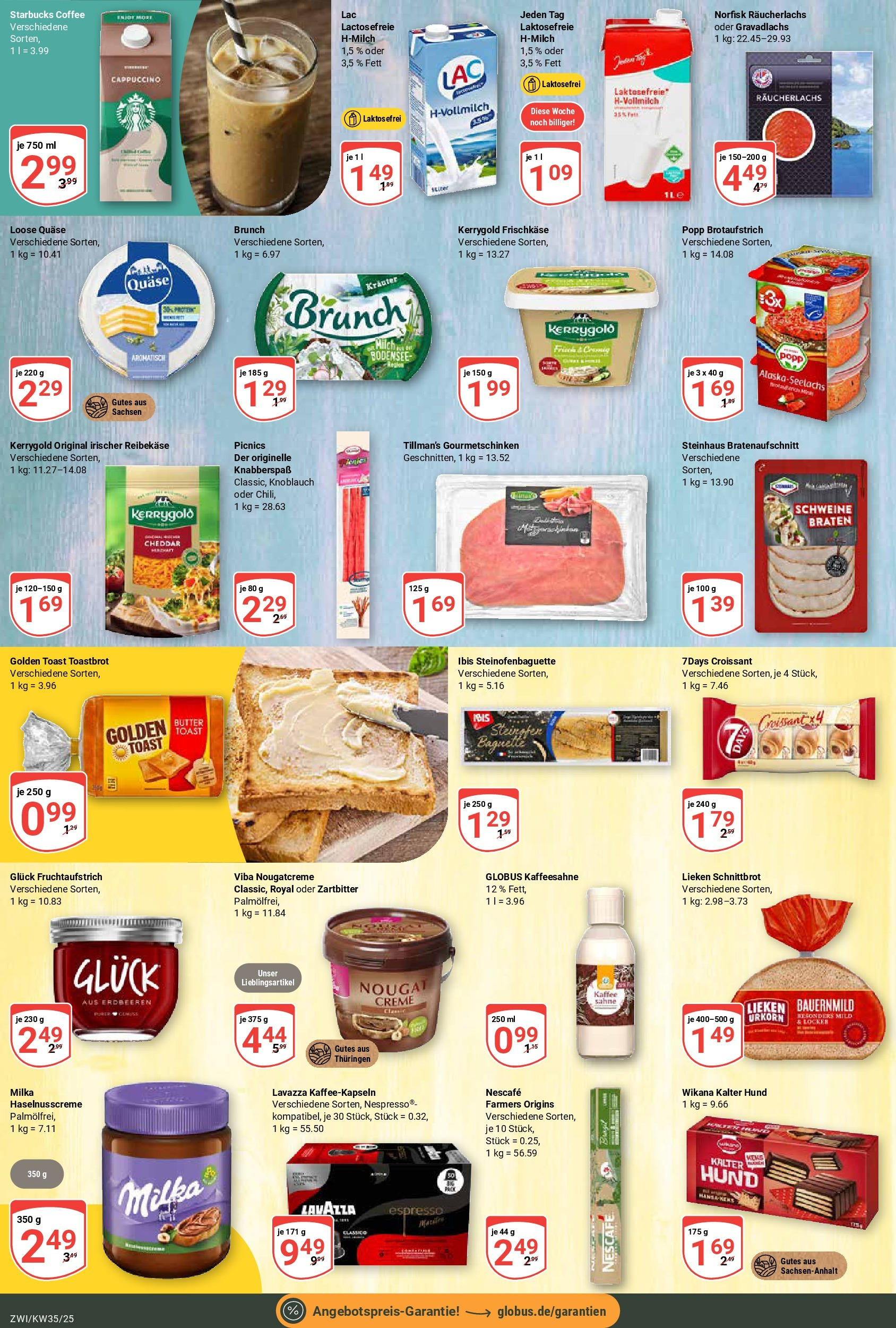 Globus prospekt Zwickau (ab 24.08.2025) » Angebote ab Montag | Seite: 10 | Produkte: Toastbrot, Starbucks, Milka, Croissant Globus prospekt Zwickau (ab 24.08.2025) » Angebote online | Seite: 10 | Produkte: Toastbrot, Starbucks, Milka, Croissant