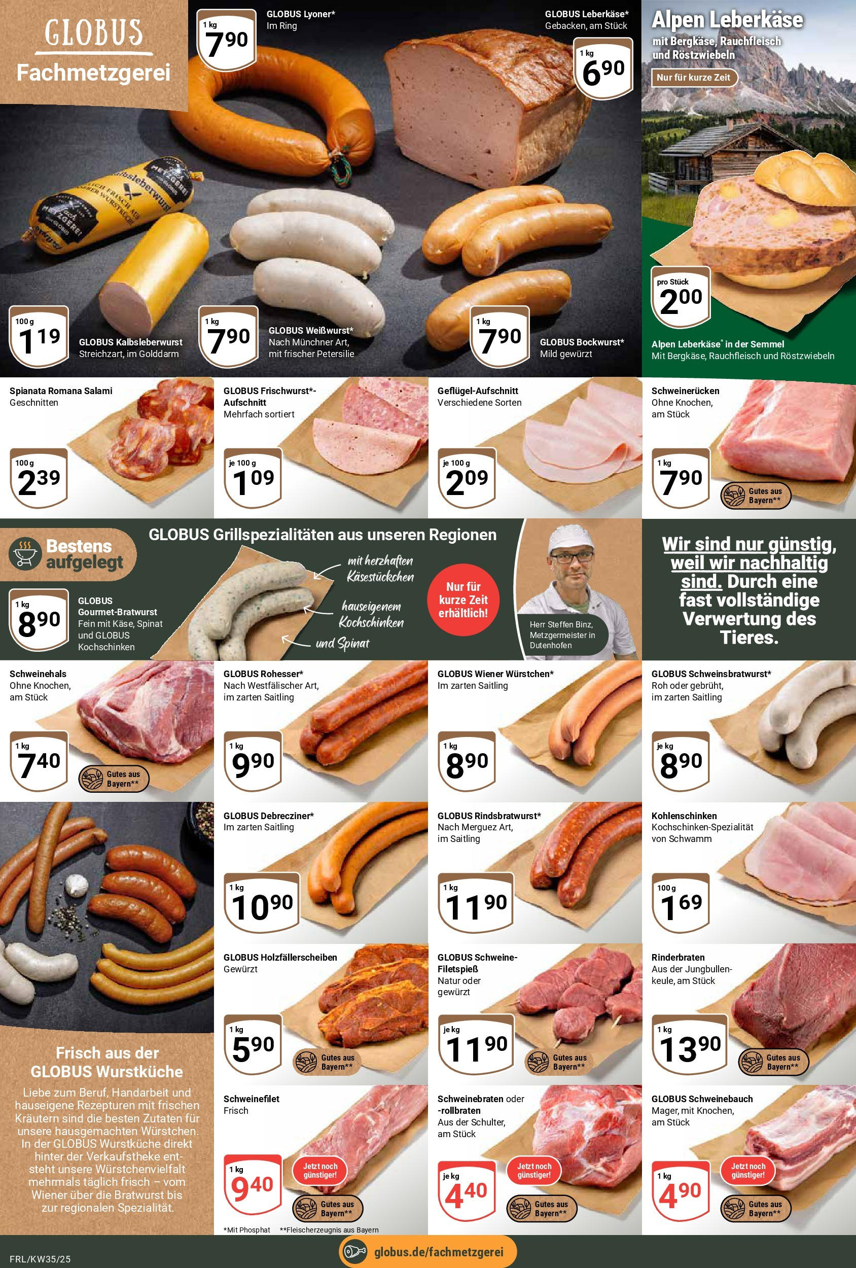 Globus prospekt Freilassing (ab 24.08.2025) » Angebote ab Montag | Seite: 6 | Produkte: Bratwurst, Schweinerucken, Petersilie, Salami Globus prospekt Freilassing (ab 24.08.2025) » Angebote online | Seite: 6 | Produkte: Bratwurst, Schweinerucken, Petersilie, Salami