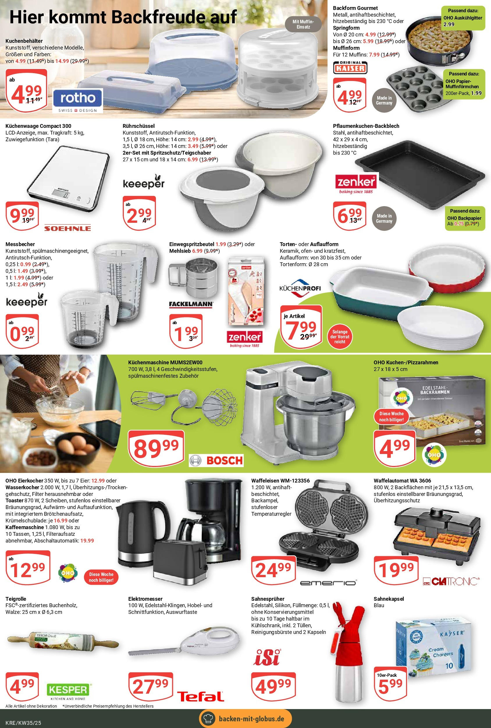 Globus prospekt Krefeld	 (ab 24.08.2025) » Angebote online | Seite: 18 | Produkte: Ofen, Kaffeemaschine, Hobel, Waffeleisen