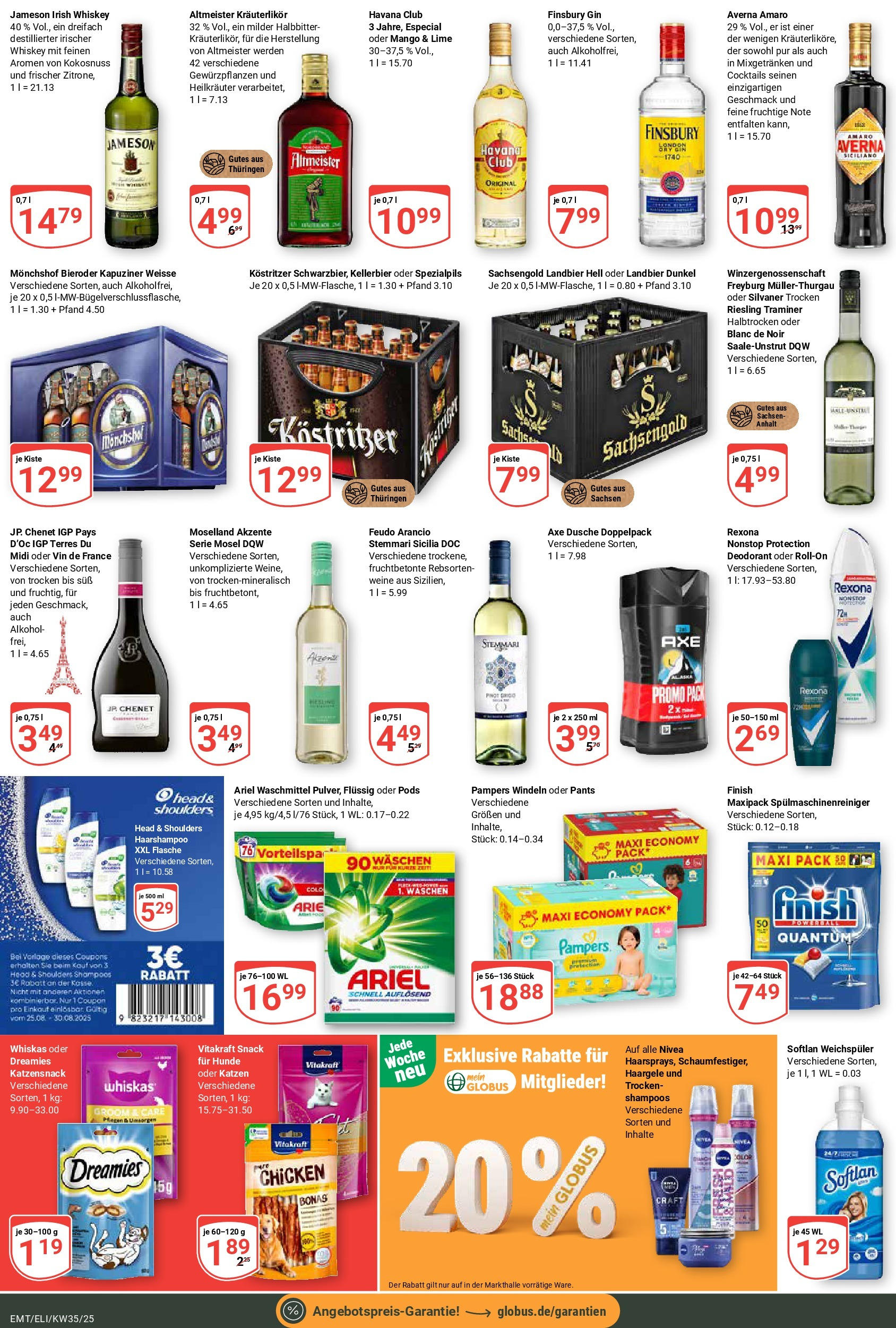 Globus prospekt Erfurt-Linderbach (ab 24.08.2025) » Angebote ab Montag | Seite: 3 | Produkte: Pampers, Head & shoulders, Finish, Weichspüler Globus prospekt Erfurt-Linderbach (ab 24.08.2025) » Angebote online | Seite: 3 | Produkte: Pampers, Head & shoulders, Finish, Weichspüler