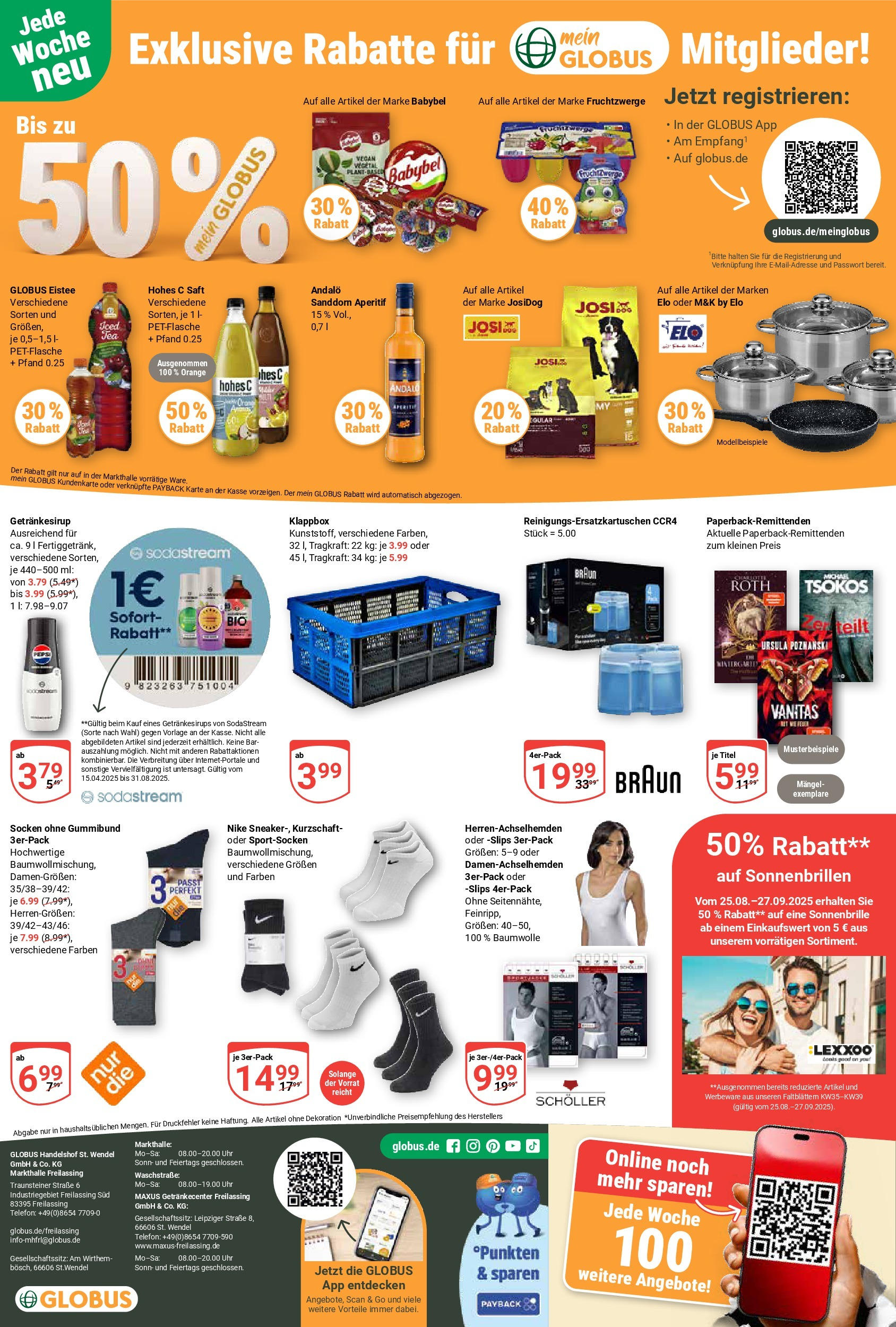 Globus prospekt Freilassing (ab 24.08.2025) » Angebote ab Montag | Seite: 22 | Produkte: Fruchtzwerge, Socken, Babybel, Sodastream Globus prospekt Freilassing (ab 24.08.2025) » Angebote online | Seite: 22 | Produkte: Fruchtzwerge, Socken, Babybel, Sodastream