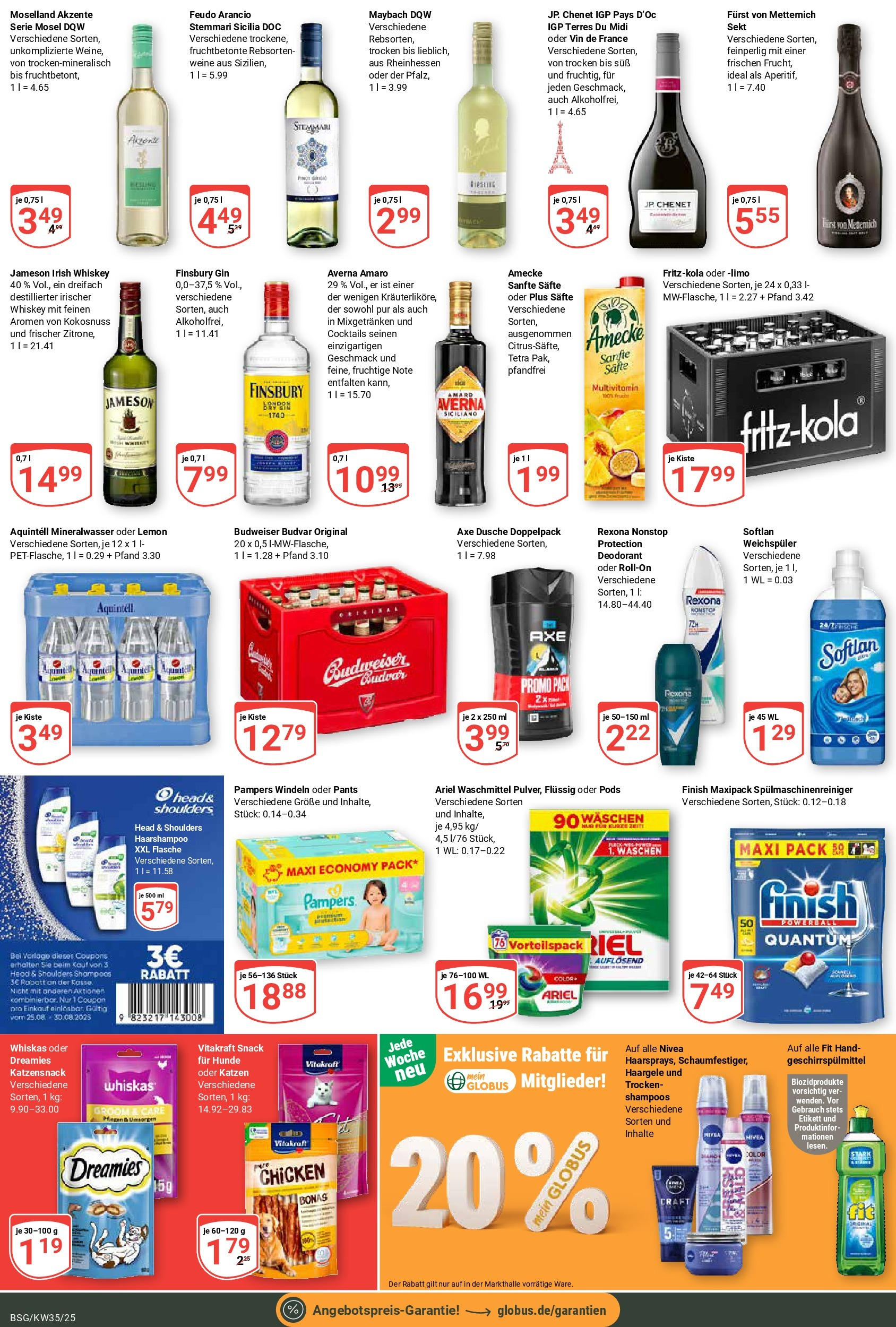 Globus prospekt Braunschweig (ab 24.08.2025) » Angebote ab Montag | Seite: 3 | Produkte: Geschirrspülmittel, Spülmaschinenreiniger, Budweiser, Gin Globus prospekt Braunschweig (ab 24.08.2025) » Angebote online | Seite: 3 | Produkte: Geschirrspülmittel, Spülmaschinenreiniger, Budweiser, Gin