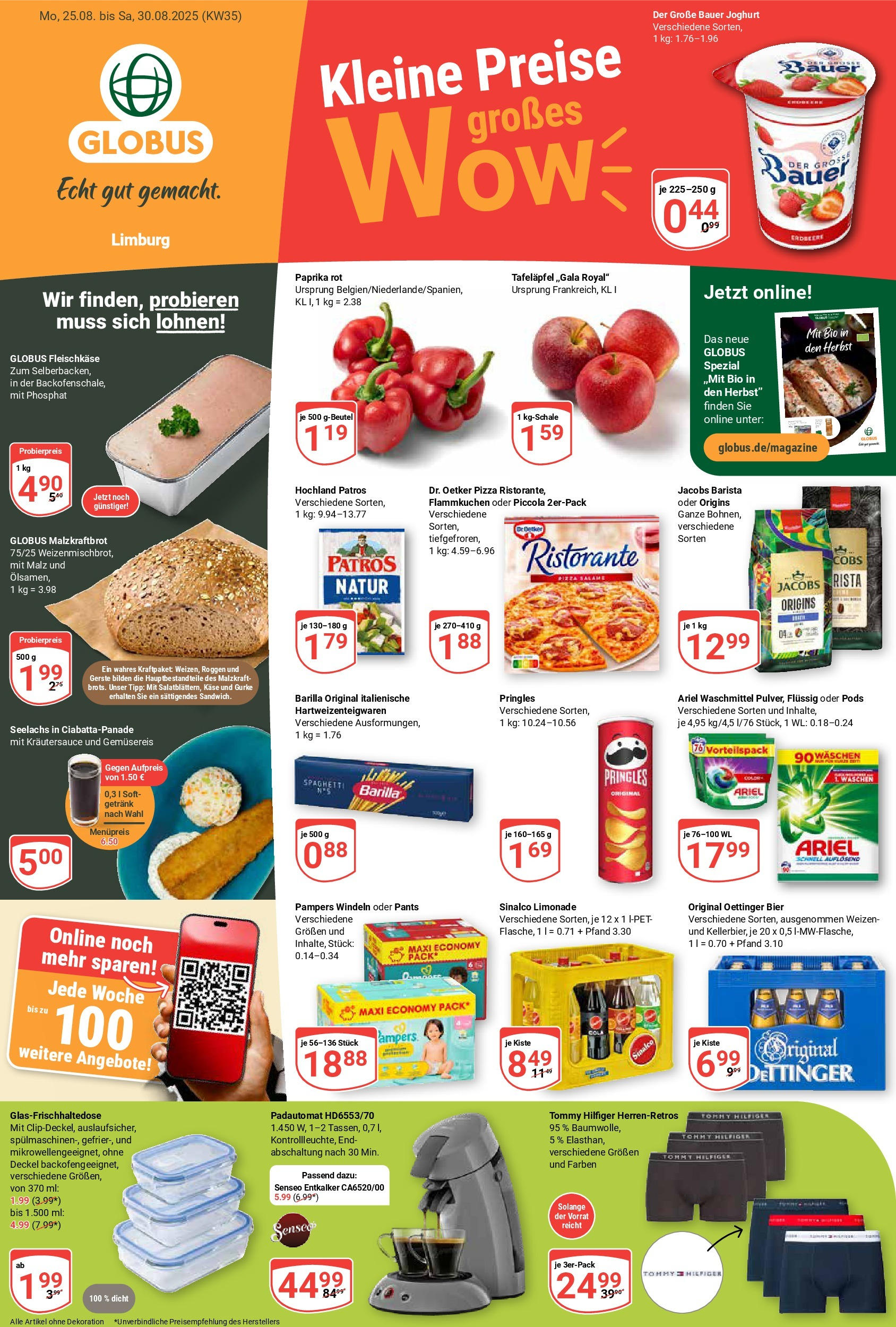 Globus prospekt Limburg (ab 24.08.2025) » Angebote ab Montag | Seite: 1 | Produkte: Cola, Käse, Bauer joghurt, Pizza Globus prospekt Limburg (ab 24.08.2025) » Angebote online | Seite: 1 | Produkte: Cola, Käse, Bauer joghurt, Pizza