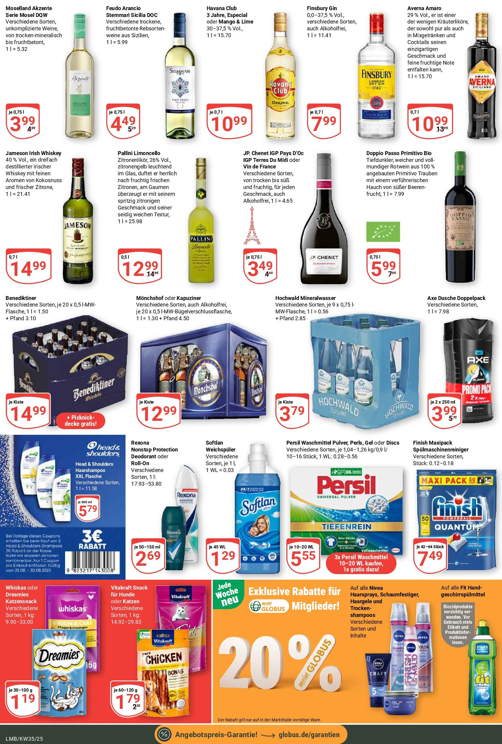 Globus prospekt Limburg (ab 24.08.2025) » Angebote ab Montag | Seite: 4 | Produkte: Monchshof, Doppio passo primitivo, Jameson, Geschirrspülmittel Globus prospekt Limburg (ab 24.08.2025) » Angebote online | Seite: 4 | Produkte: Monchshof, Doppio passo primitivo, Jameson, Geschirrspülmittel