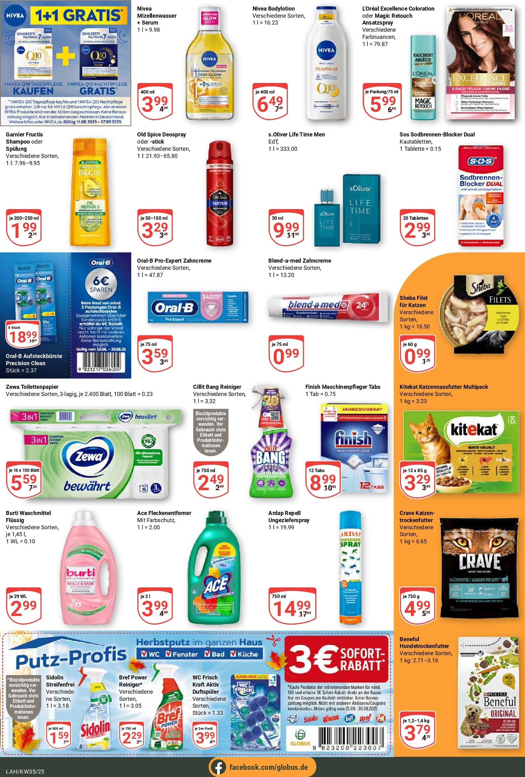 Globus prospekt Lahnstein (ab 24.08.2025) » Angebote ab Montag | Seite: 13 | Produkte: Sheba, Creme, Mizellenwasser, Waschmittel Globus prospekt Lahnstein (ab 24.08.2025) » Angebote online | Seite: 13 | Produkte: Sheba, Creme, Mizellenwasser, Waschmittel