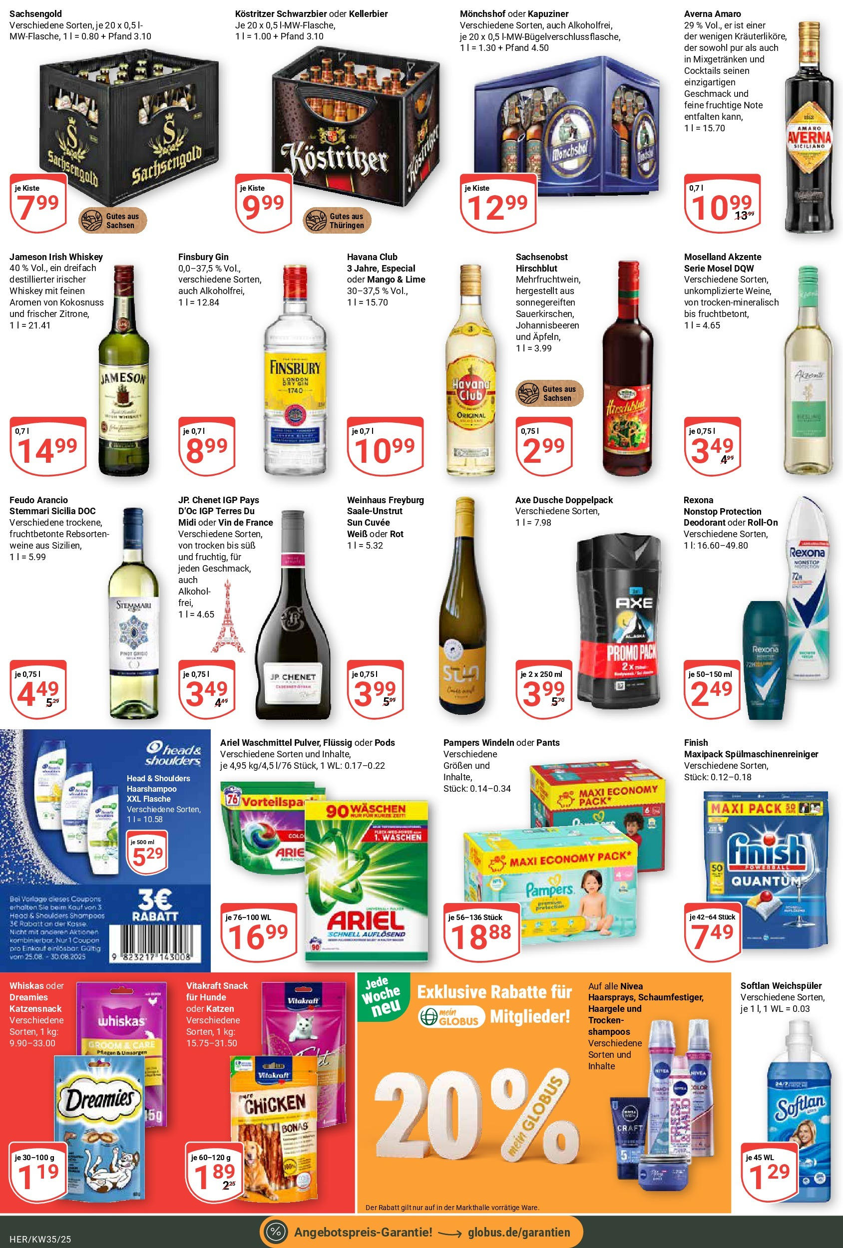Globus prospekt Hermsdorf (ab 24.08.2025) » Angebote ab Montag | Seite: 3 | Produkte: Havana club, Monchshof, Head & shoulders, Gin Globus prospekt Hermsdorf (ab 24.08.2025) » Angebote online | Seite: 3 | Produkte: Havana club, Monchshof, Head & shoulders, Gin