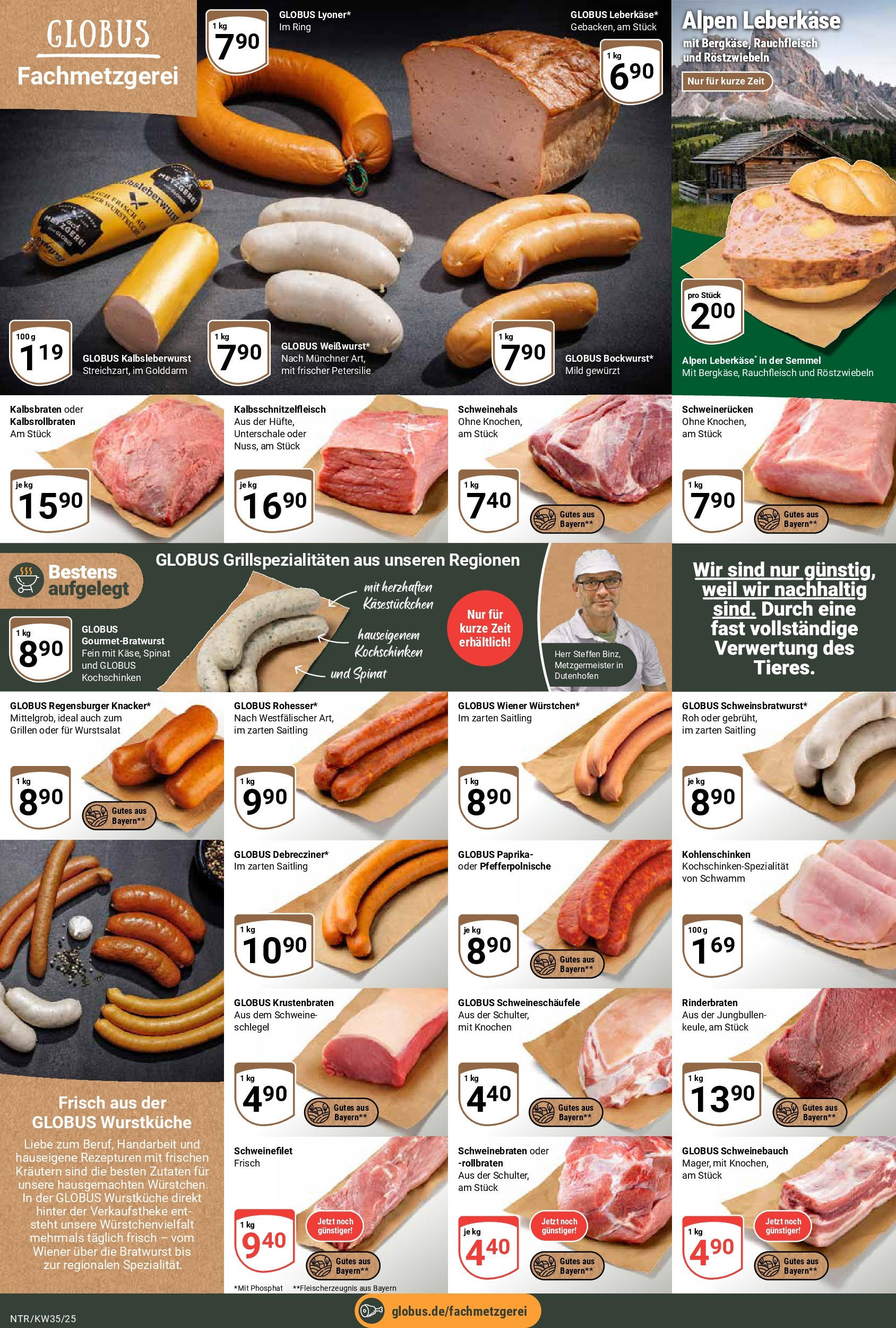 Globus prospekt Neutraubling (ab 24.08.2025) » Angebote ab Montag | Seite: 6 | Produkte: Schweinebauch, Schweinefilet, Schweinerucken, Leberkase Globus prospekt Neutraubling (ab 24.08.2025) » Angebote online | Seite: 6 | Produkte: Schweinebauch, Schweinefilet, Schweinerucken, Leberkase